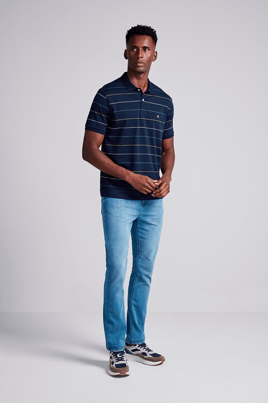 Vista 2 HIGHSTIL Camisa Polo Malha Comfort HIGHSTIL azul marinho