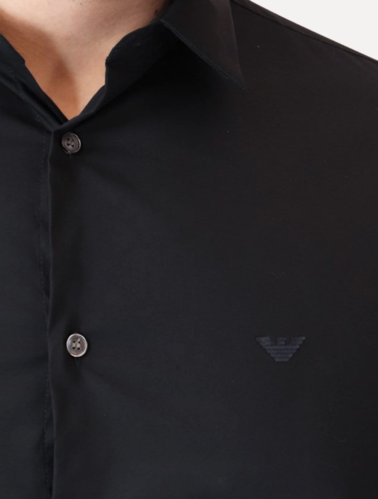 Camisa Empório Armani Masculina Stretch Embroidered Mono Logo Azul Escuro - 2