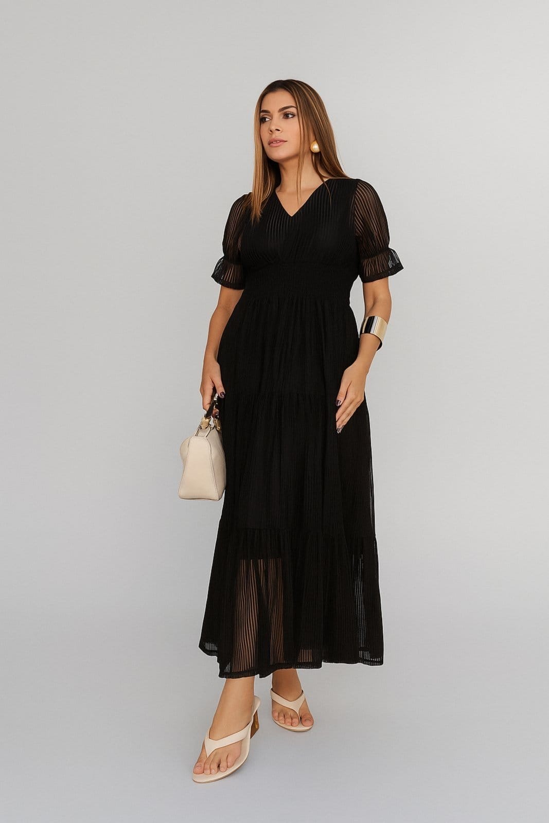 Vista 2 Vestido Longo D Bell Outlet Fashion Tule D BELL OUTLET FASHION preto