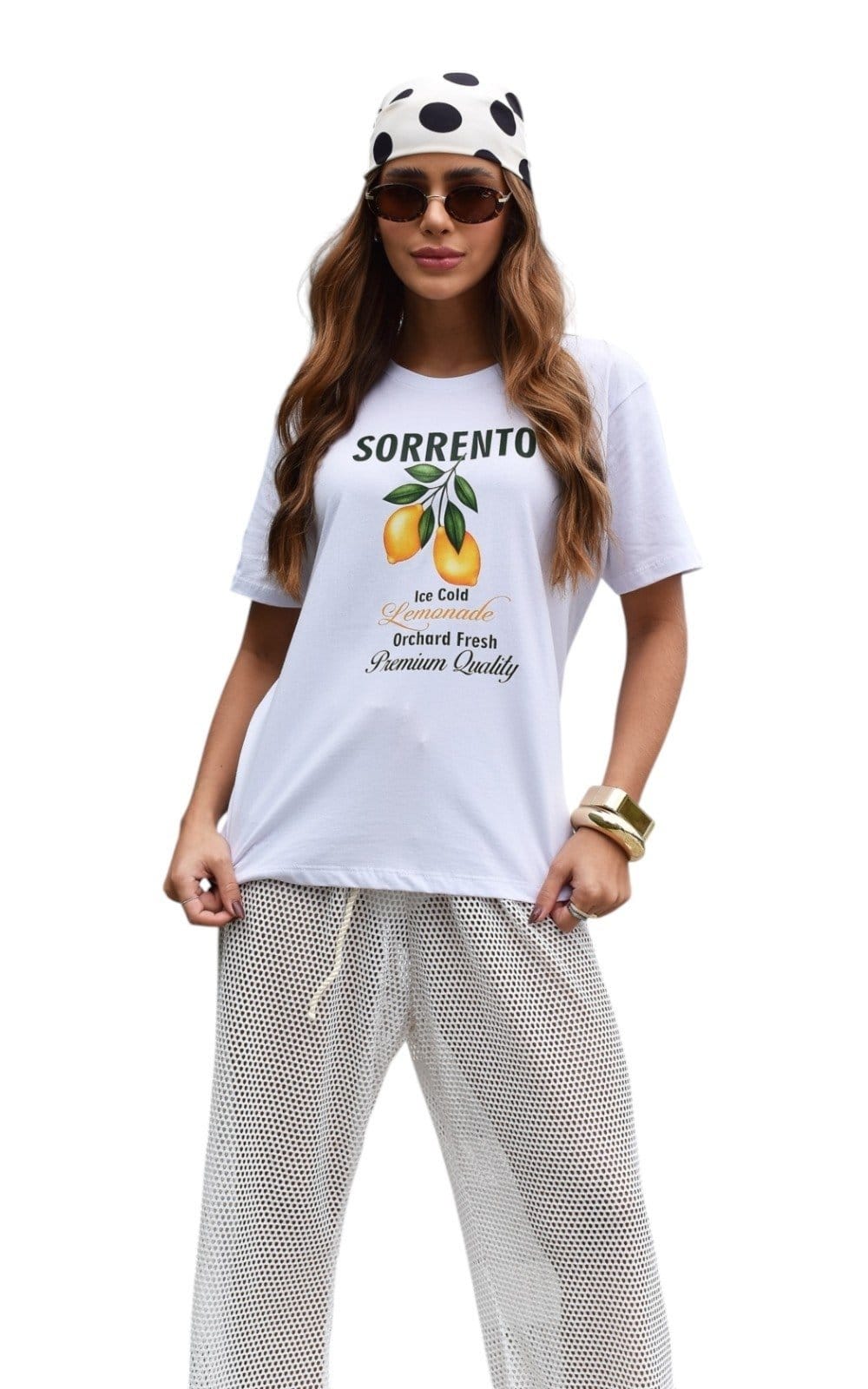 Camiseta Feminina Cianitas Branca Estampa Sorrento Lemonade