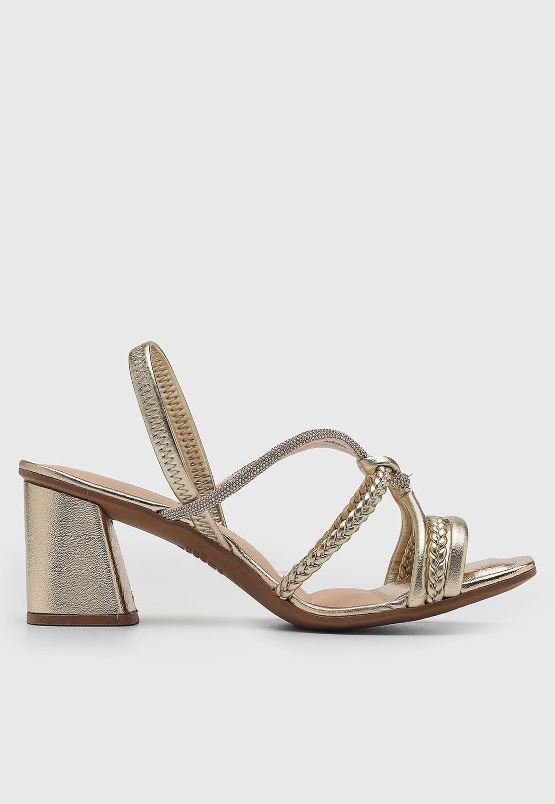 Vista 2 Sandália Feminina Dakota Salto Bloco Tiras Metalizadas Dourada Dakota dourado