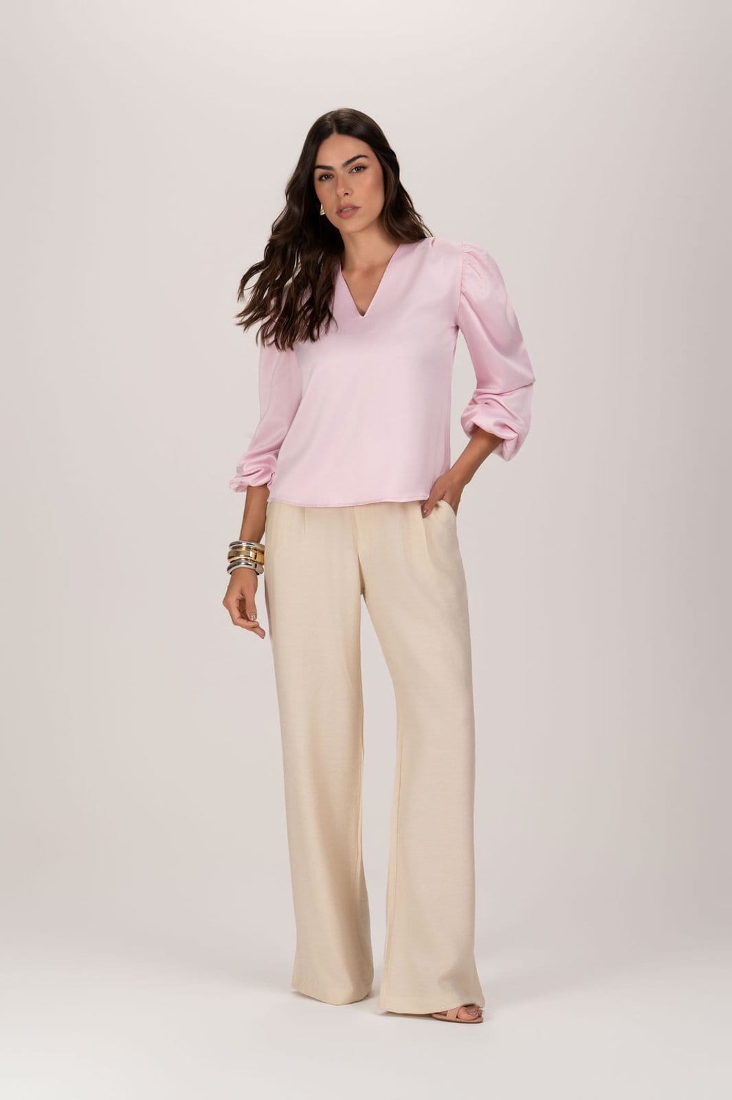 Calça Feminina Wide Leg Pantalona Acinturada Trabalho