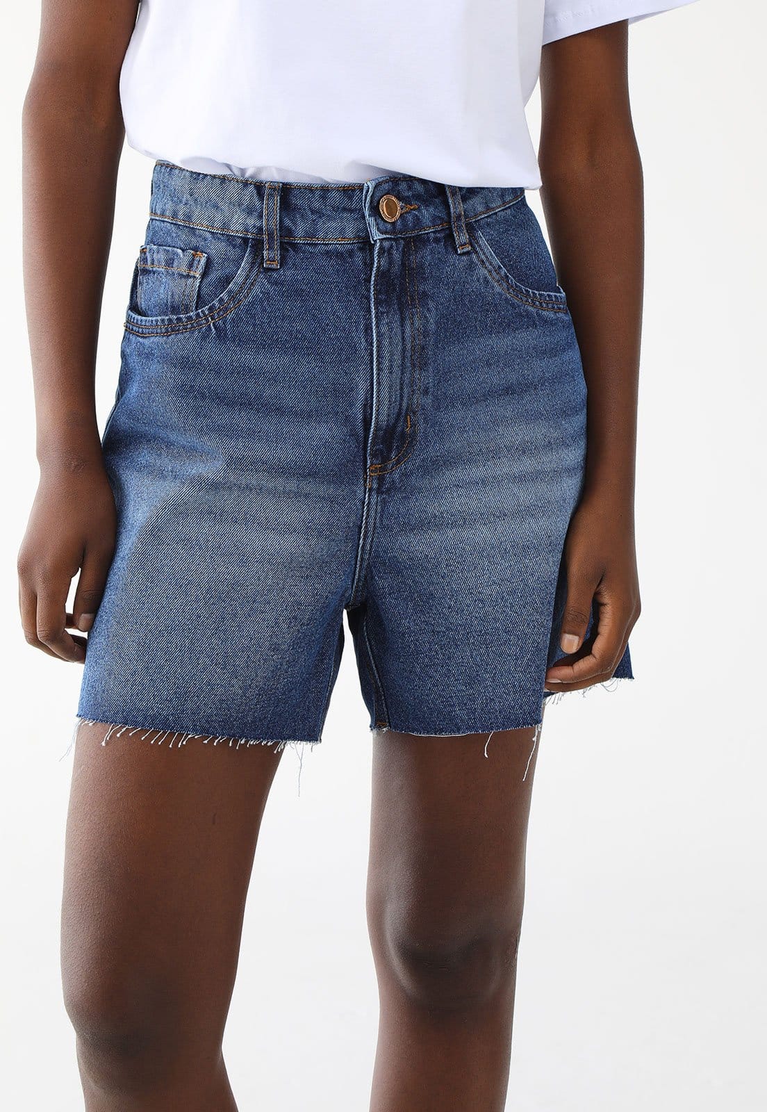 Bermuda Jeans Lança Perfume Mom Barra Destroyed