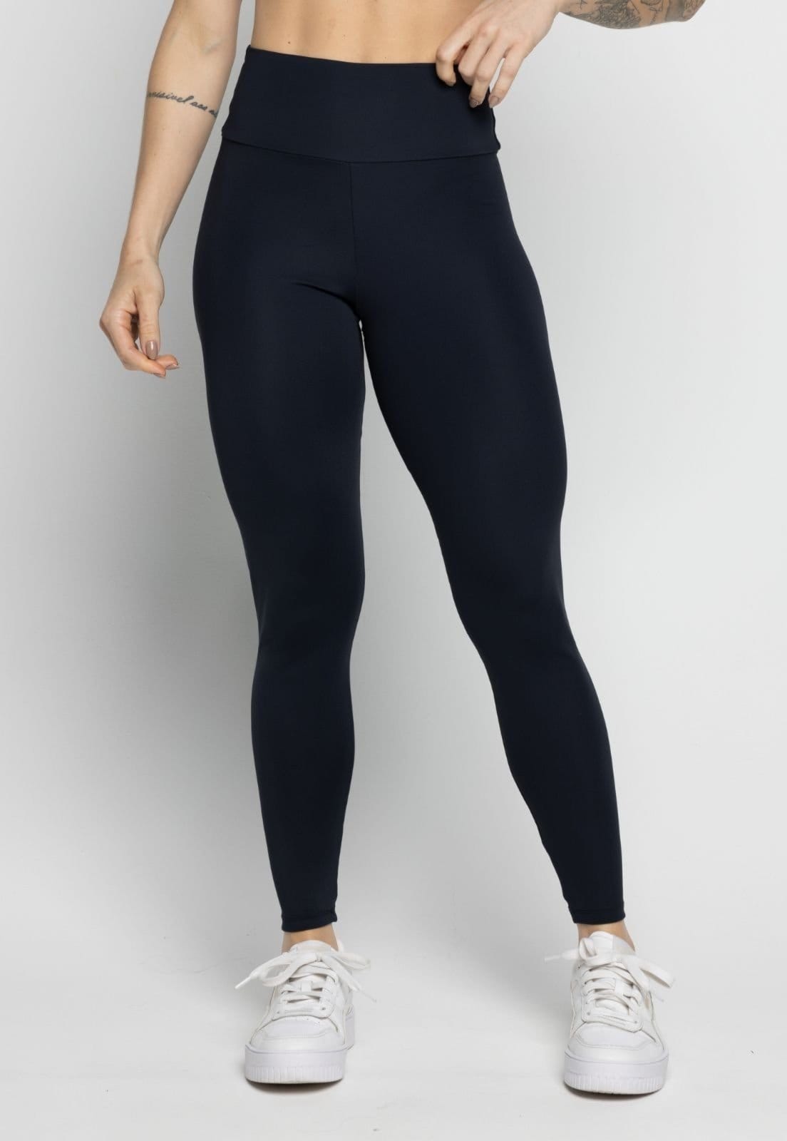 Vista principal Calça Legging Vekyo Poliamida Cintura Alta Zero Transparência Feminina VEKYO preto