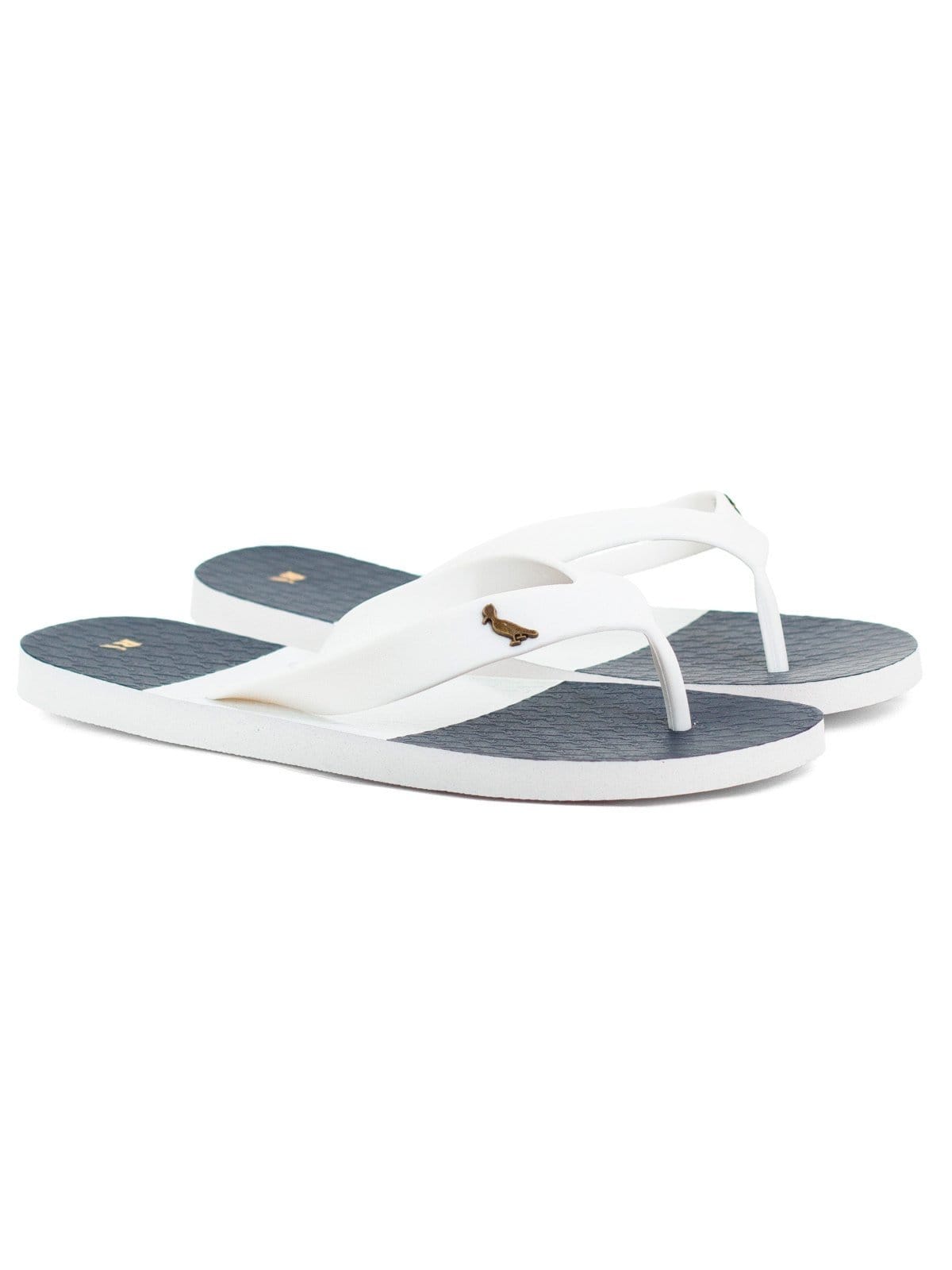 Vista 2 Chinelo Masculino Reserva Listras On The Go Borracha Confortável Branco Off White Azul Navy RESERVA GO branco white