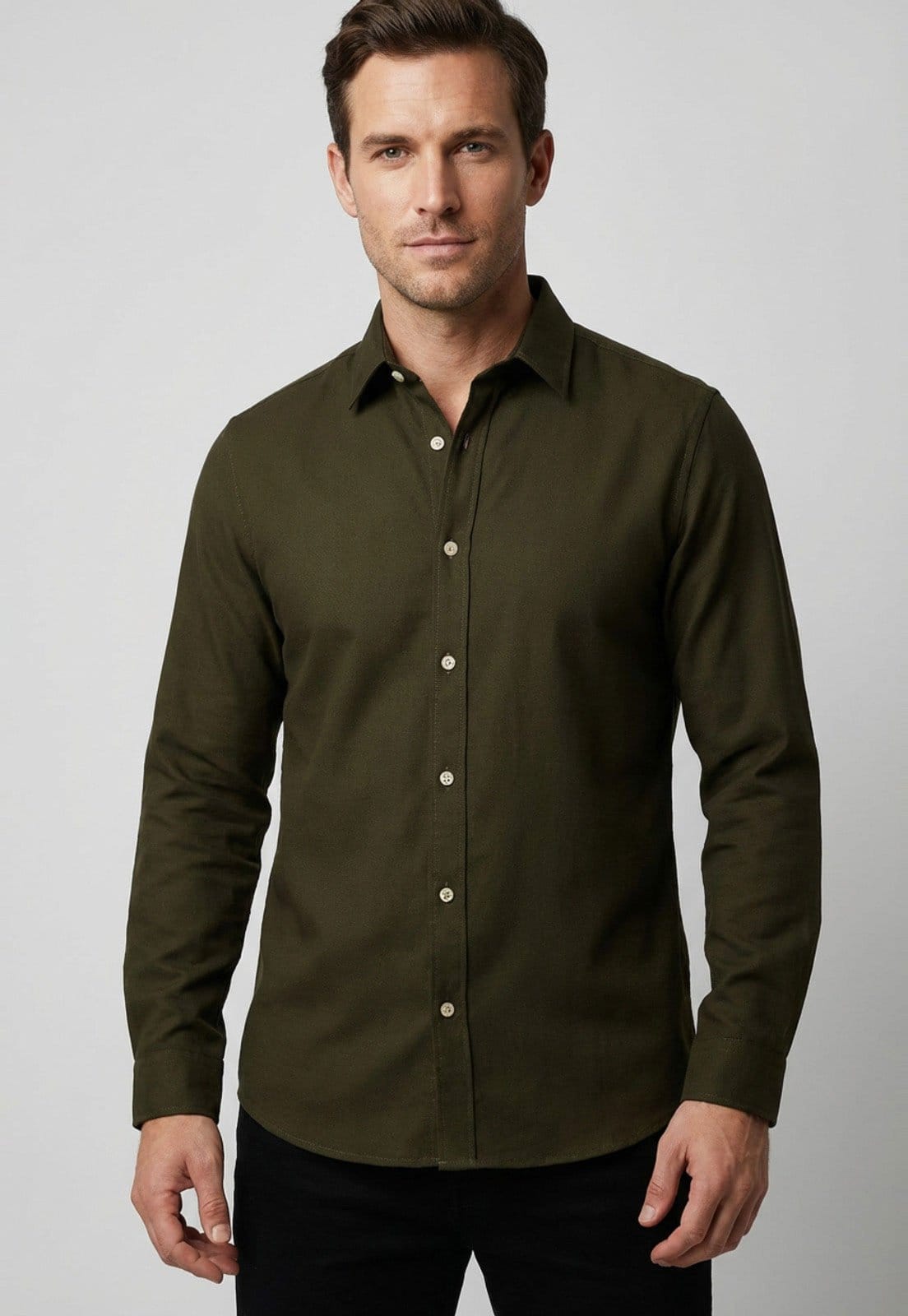 Vista principal Camisa Masculina Colcci Manga Longa Escura Colcci verde