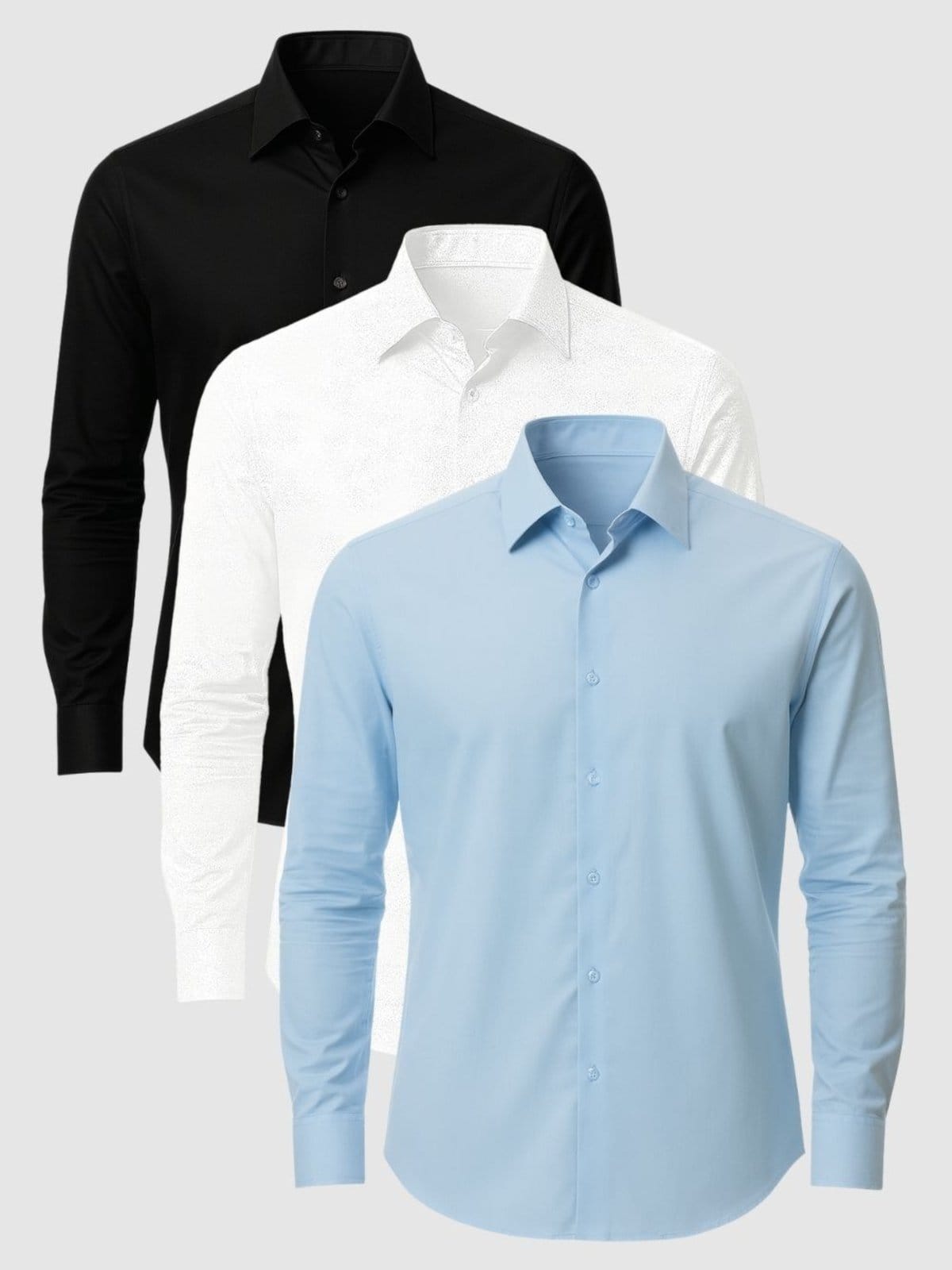 Kit 3 Camisas Social Masculina Manga Longa Crocker Preta e Branca - 50077