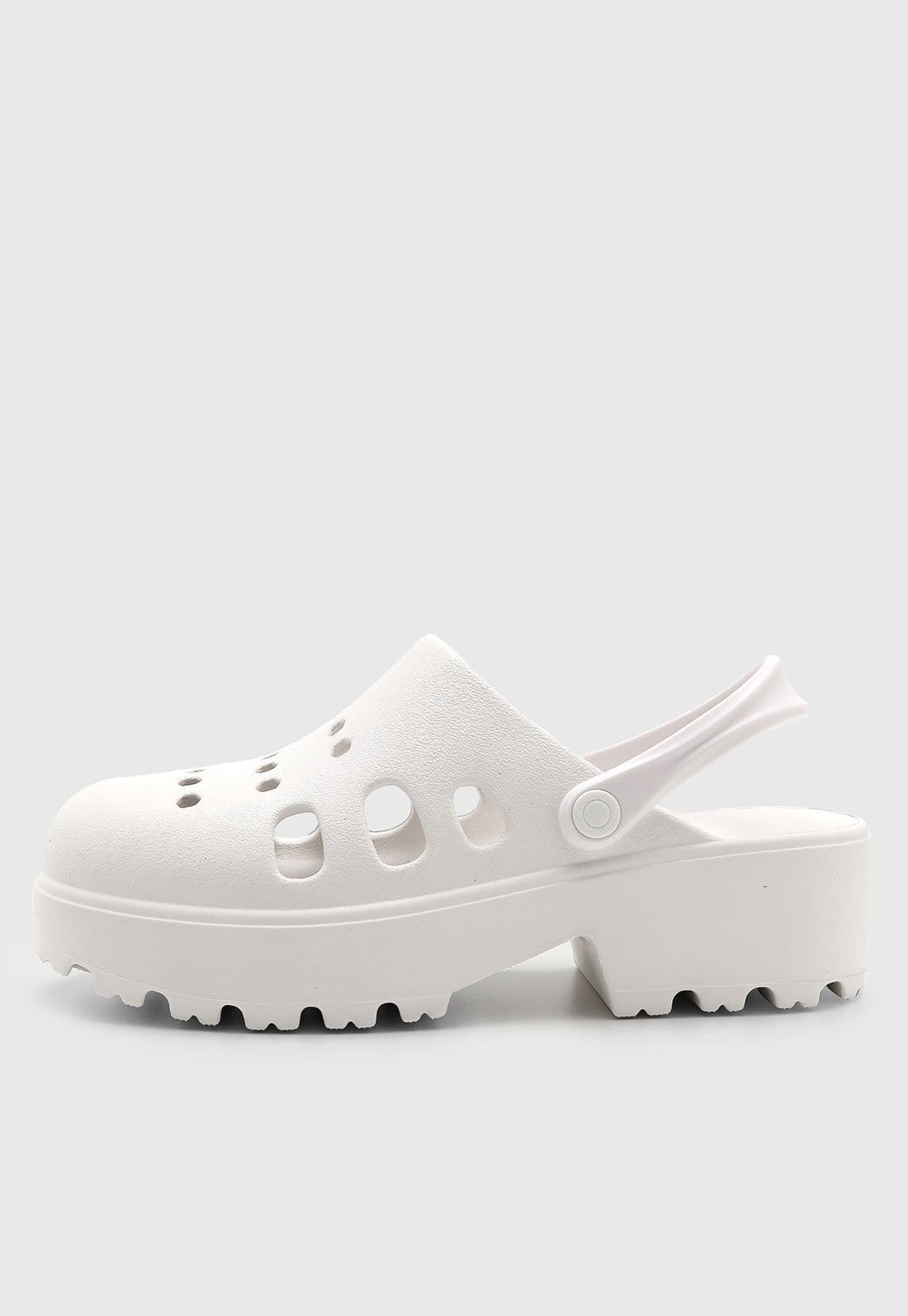 Vista principal Sandália Feminina Moleca Salto Médio Recortes Vazados Branca MOLECA branco