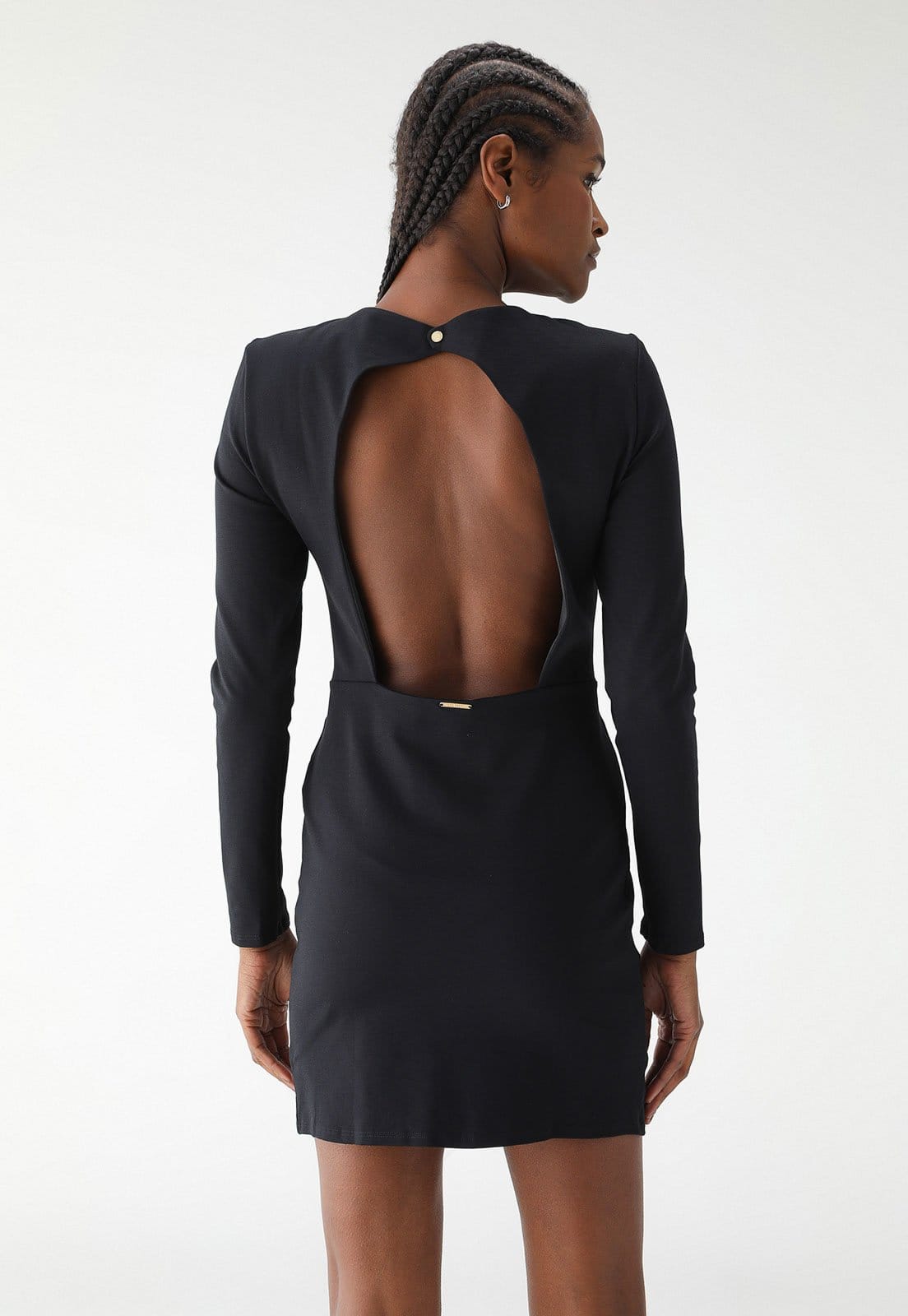 Vista 2 Vestido Lança Perfume Curto Decote Costa Lança Perfume preto