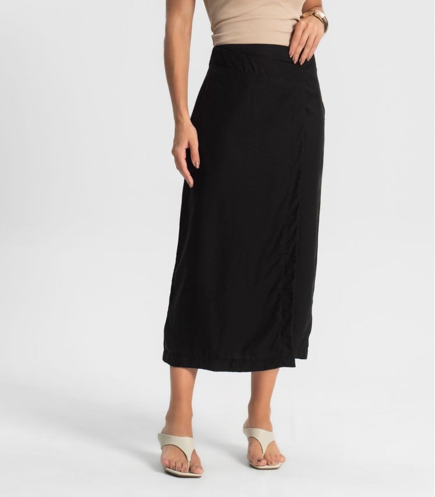 Vista 2 Saia Midi Com Fenda Endless Endless preto