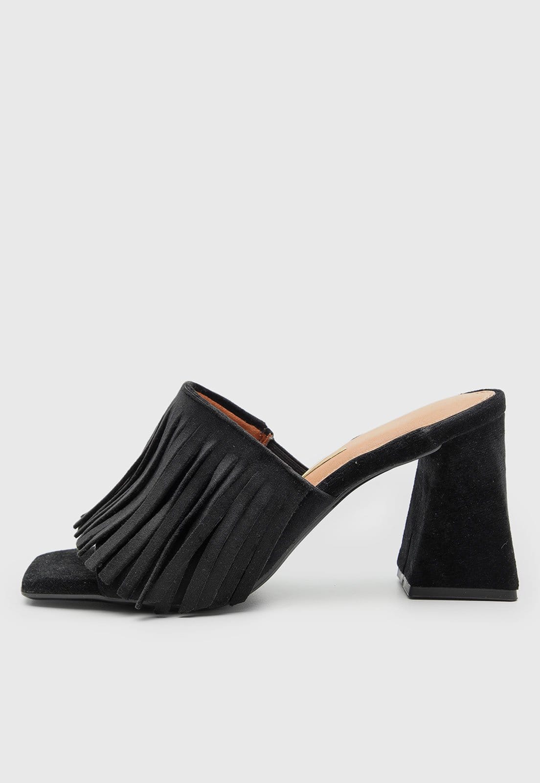 Sandália Feminina Vizzano Franjas Salto Grosso Preta