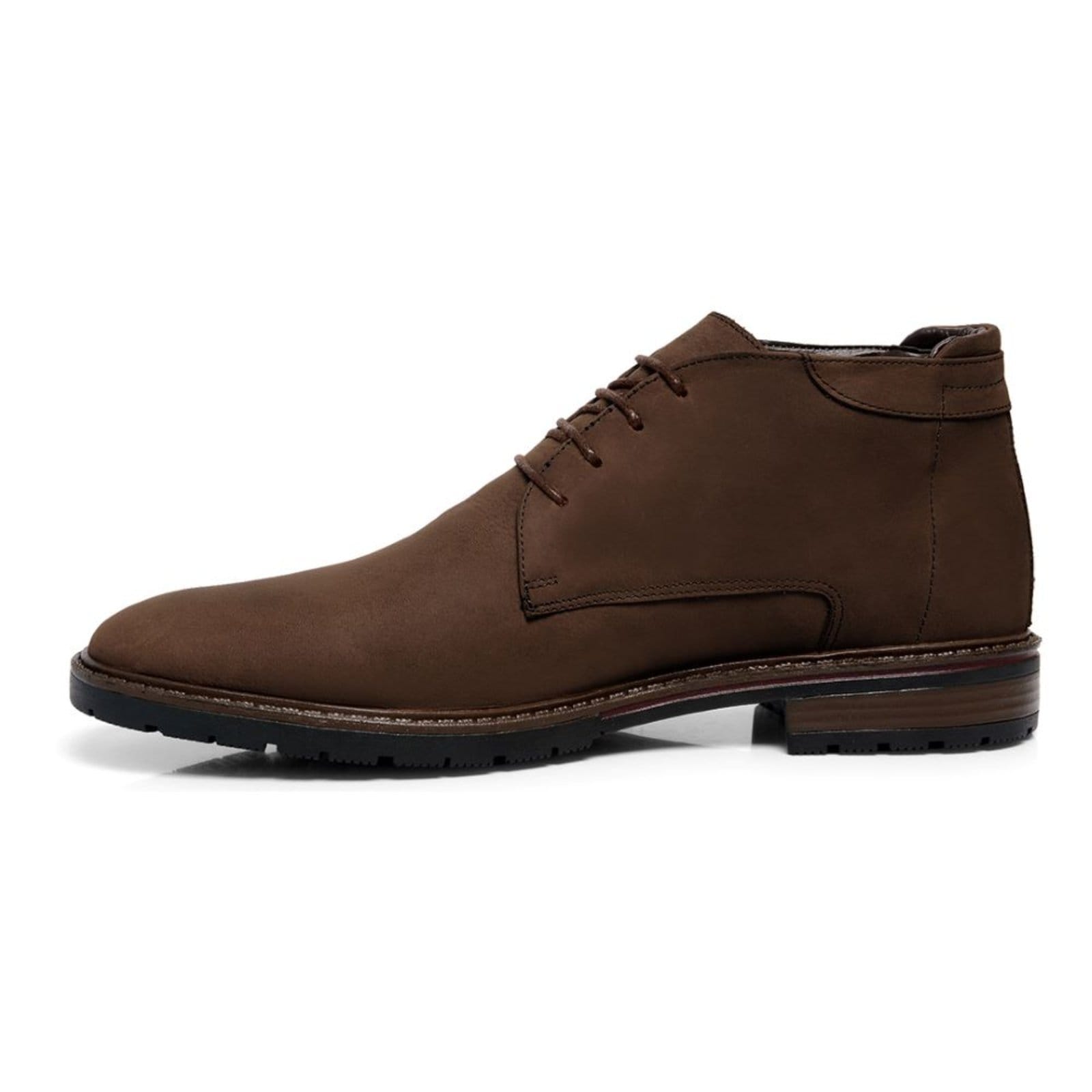 Vista 2 Bota Masculina Casual Veritimo Coturno Couro Robusta Cano Baixo Amarrar Urbana Conforto Veritimo café