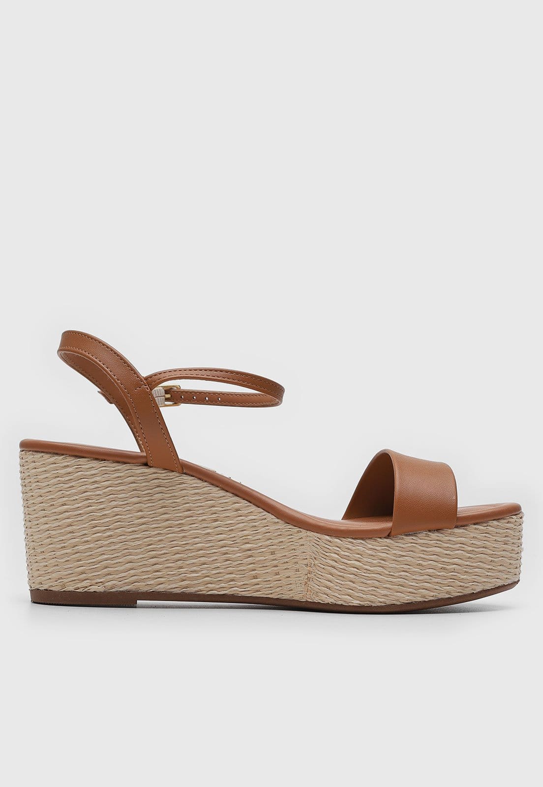 Vista 2 Sandália Feminina Vizzano Salto Anabela Texturizado VIZZANO caramelo