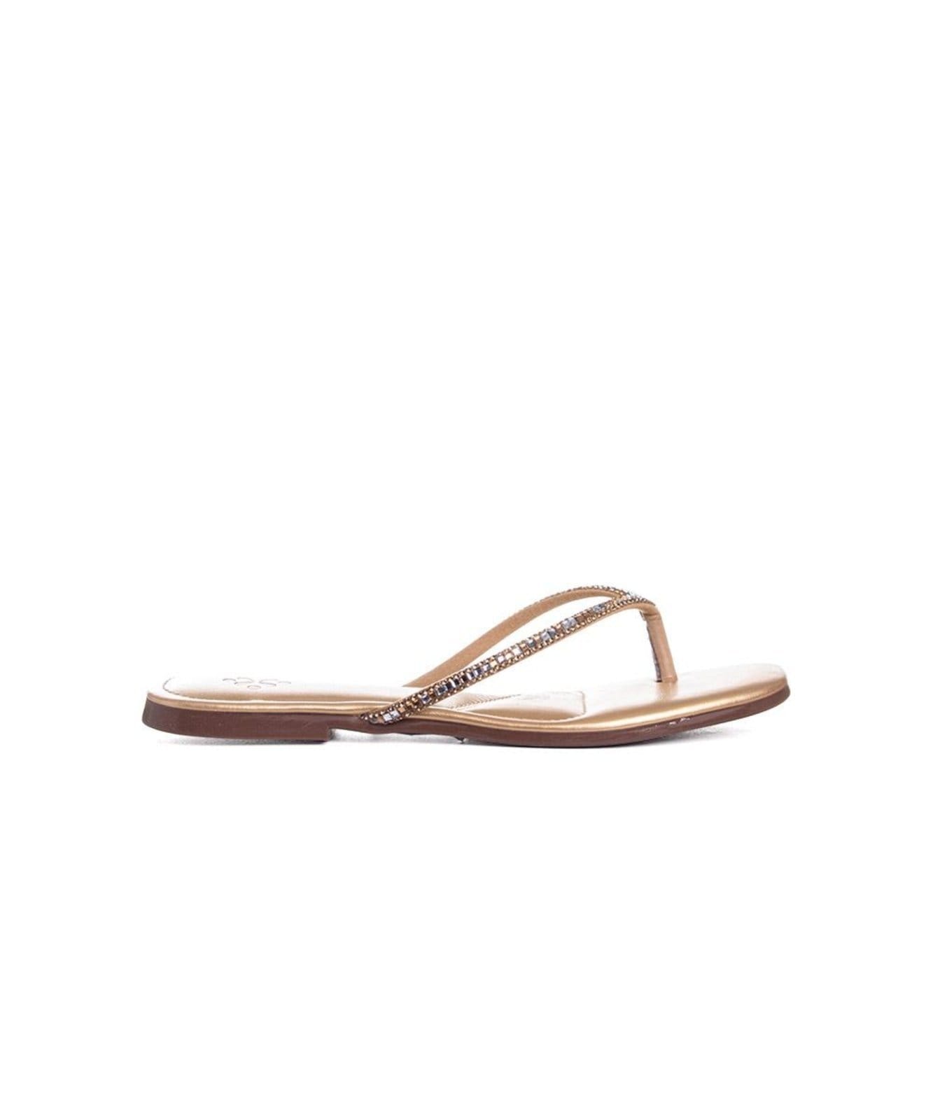 Tamanco Rasteira Pixolé Strass Ouro Incolor