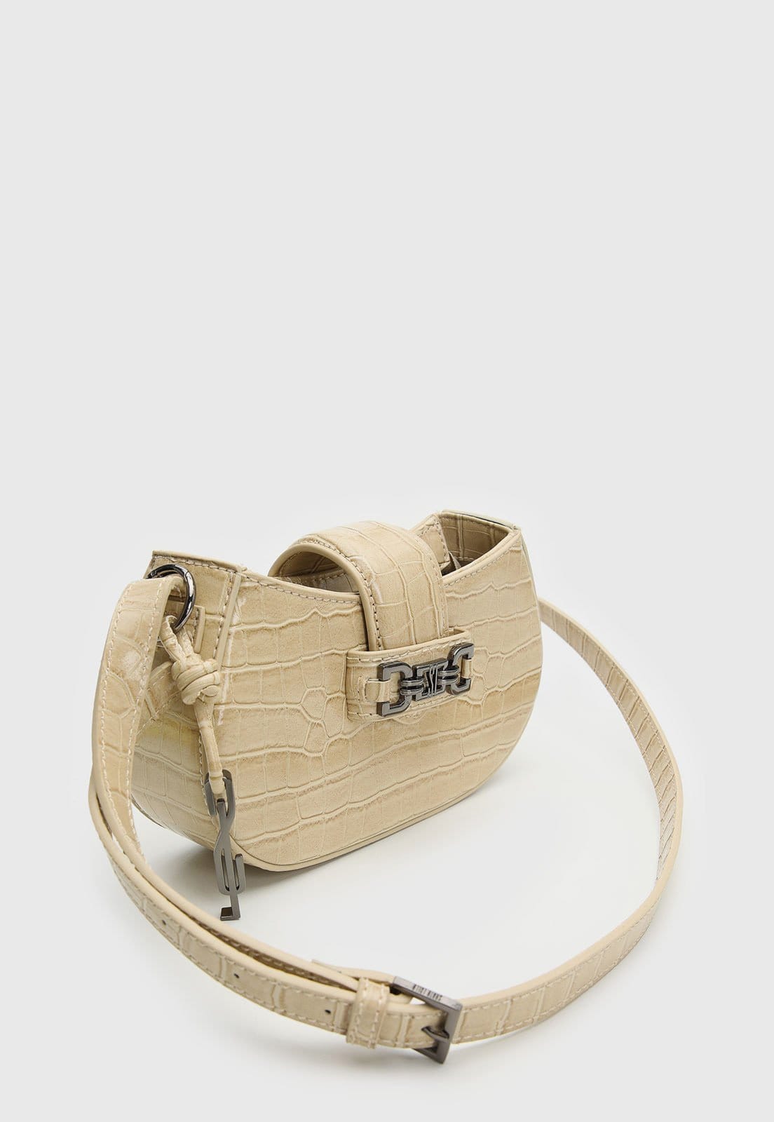 Vista 2 Bolsa Feminina Santa Lolla Textura Croco Santa Lolla bege