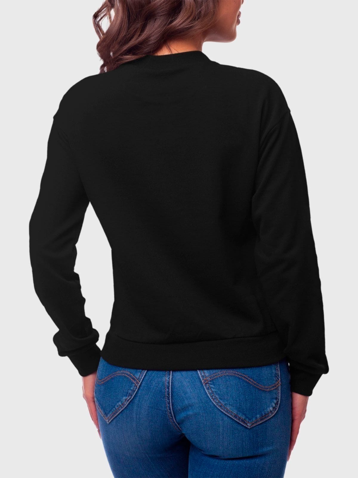 Vista 2 Blusa de Frio Moletom Feminino Flanelado Benellys Liso Gola Redonda Benellys preto