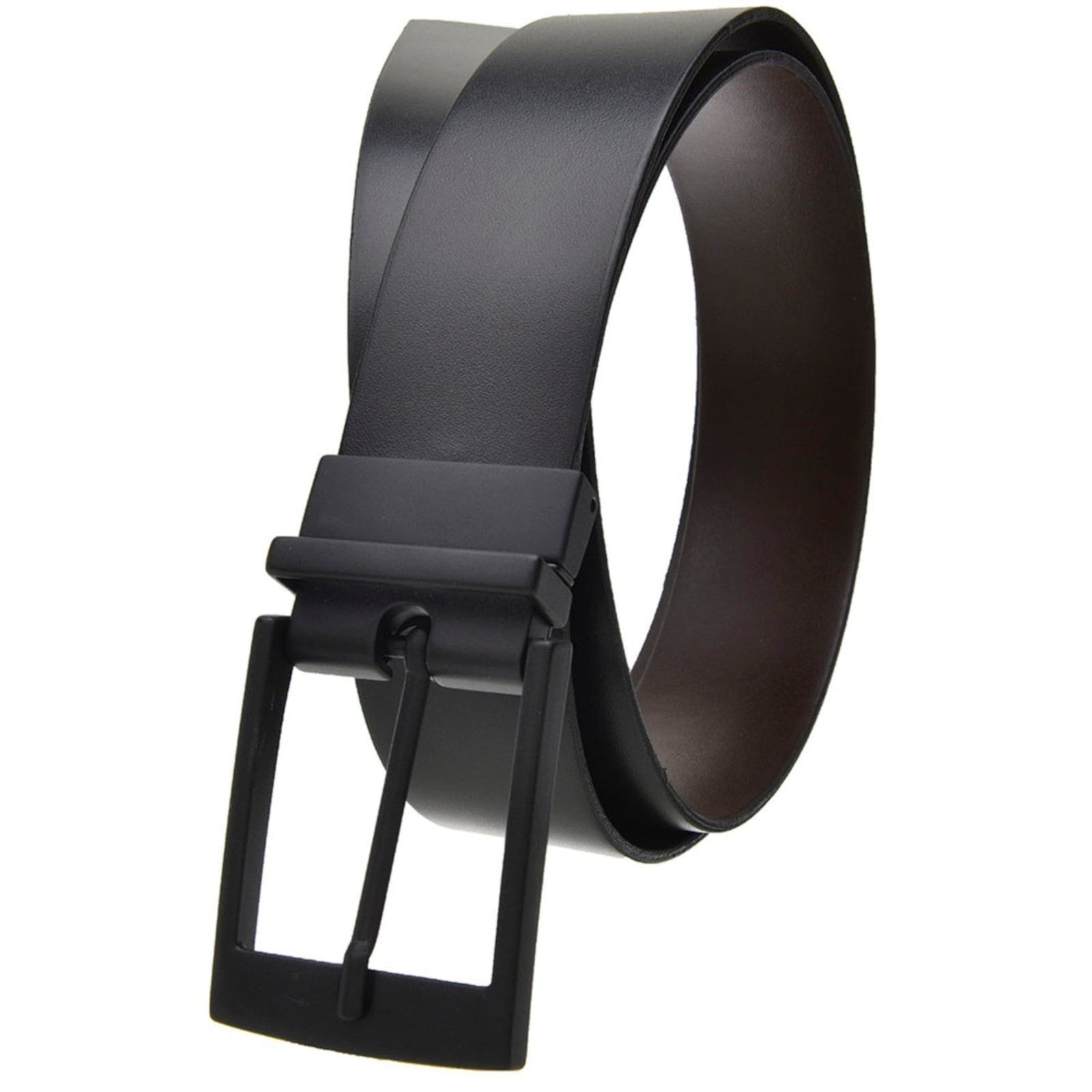 Cinto Masculino em couro dupla face S-48 na cor Marrom com fivela fosco