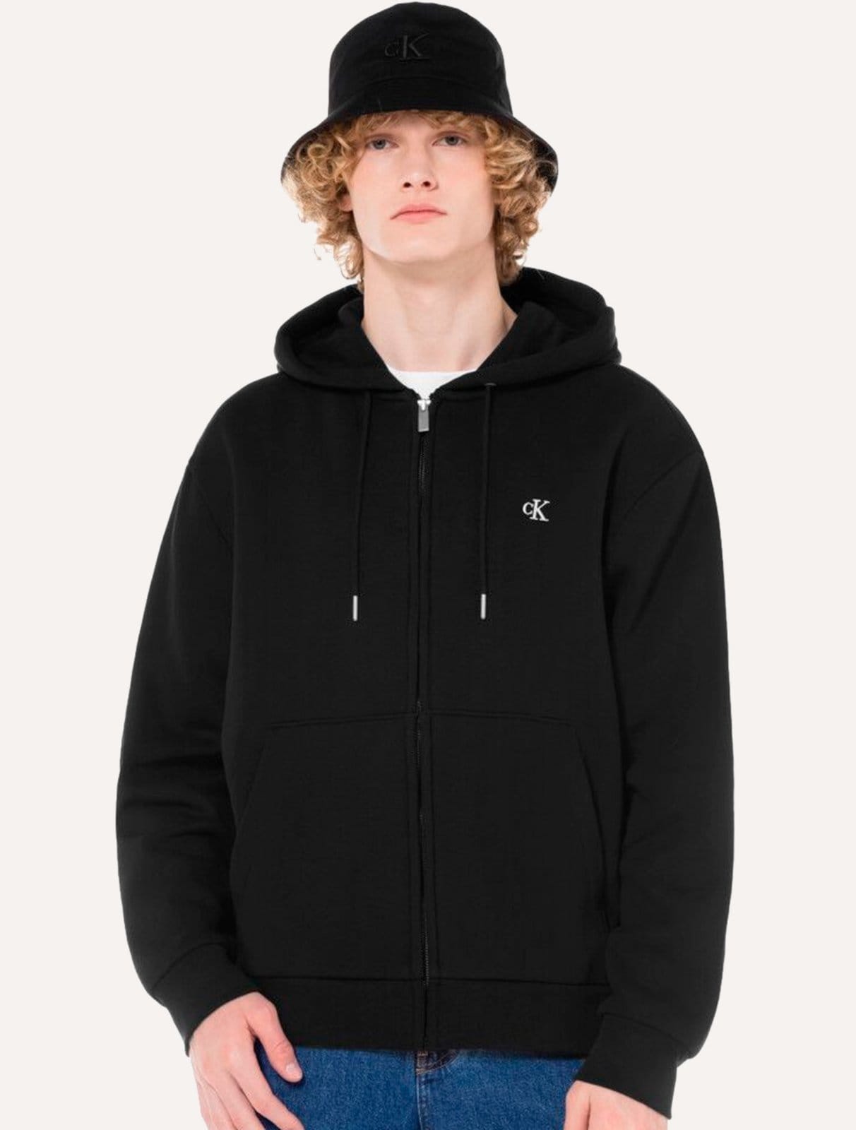 Moletom Calvin Klein Masculino Hoodie Fleece Full-Zip CK Logo