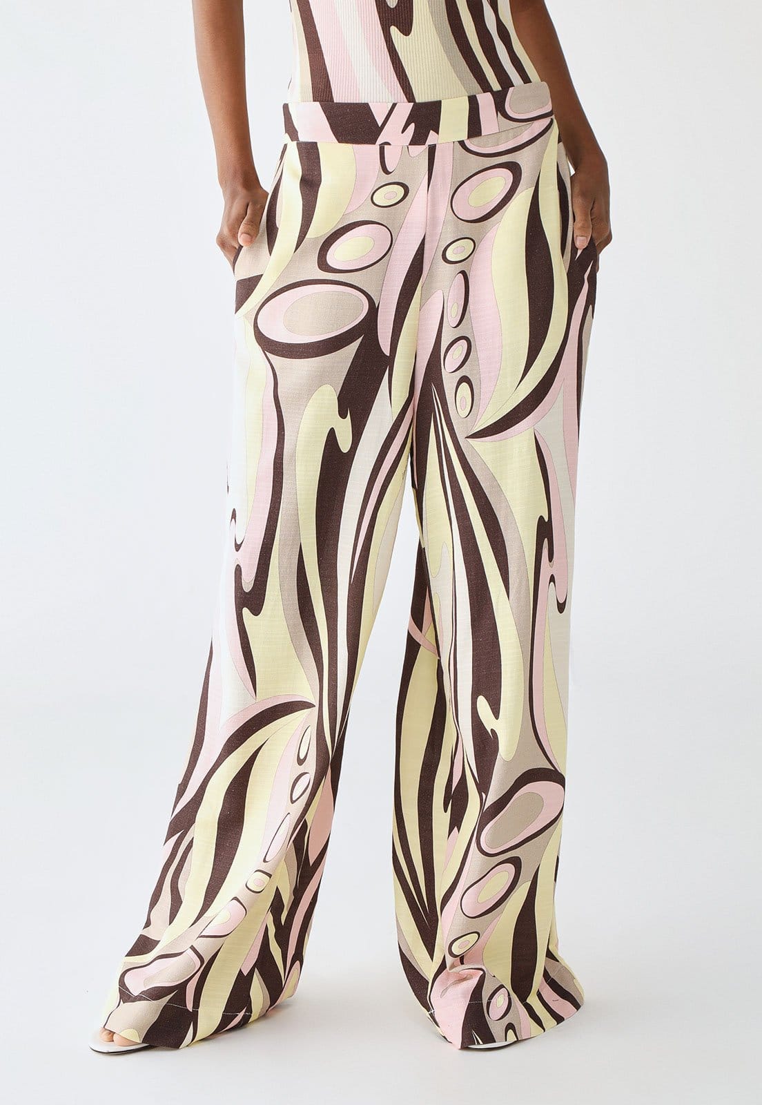 Vista principal Calça Lança Perfume Wide Leg Estampada Off-White Lança Perfume off-white white