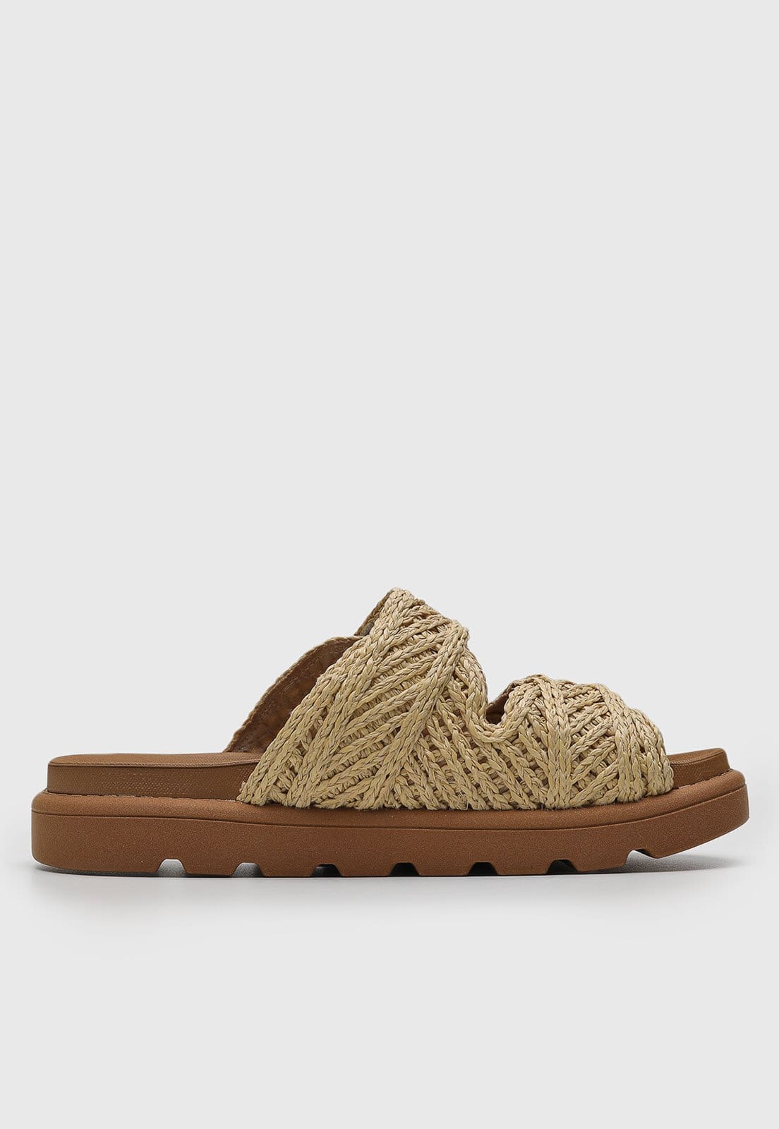 Vista 2 Rasteira Feminina Vizzano Tiras Tramadas Palha VIZZANO bege