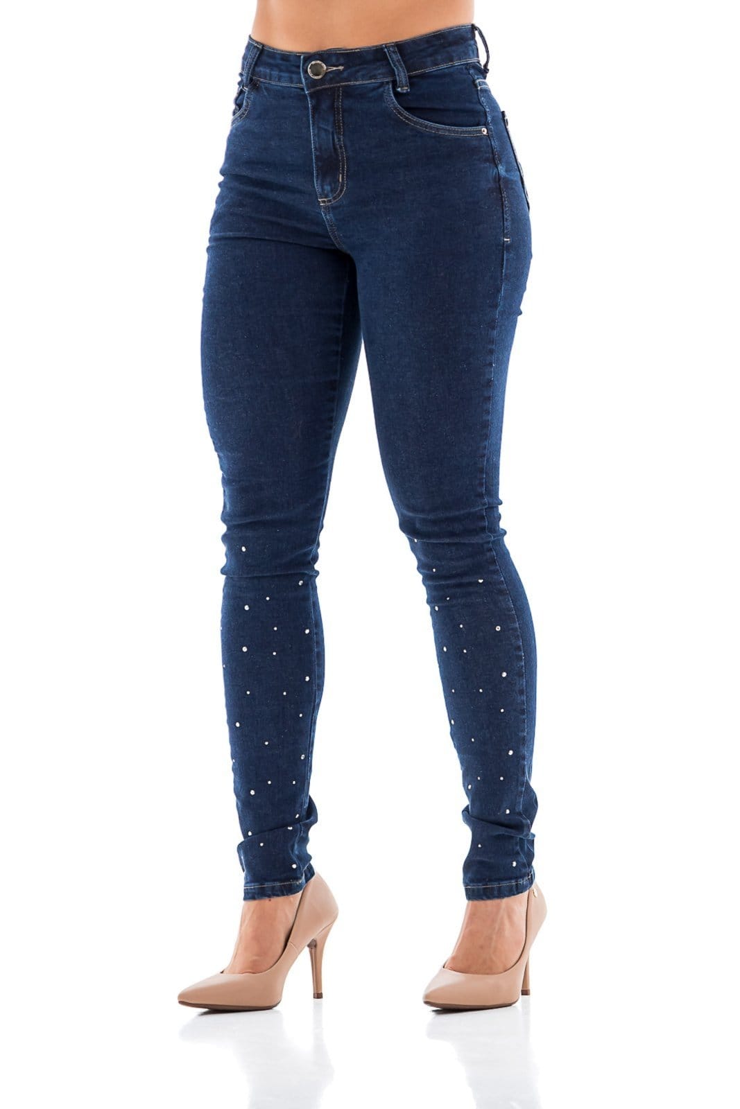 Vista principal Calça Jeans Feminina Arauto Hot Pants Strass ARAUTO JEANS azul