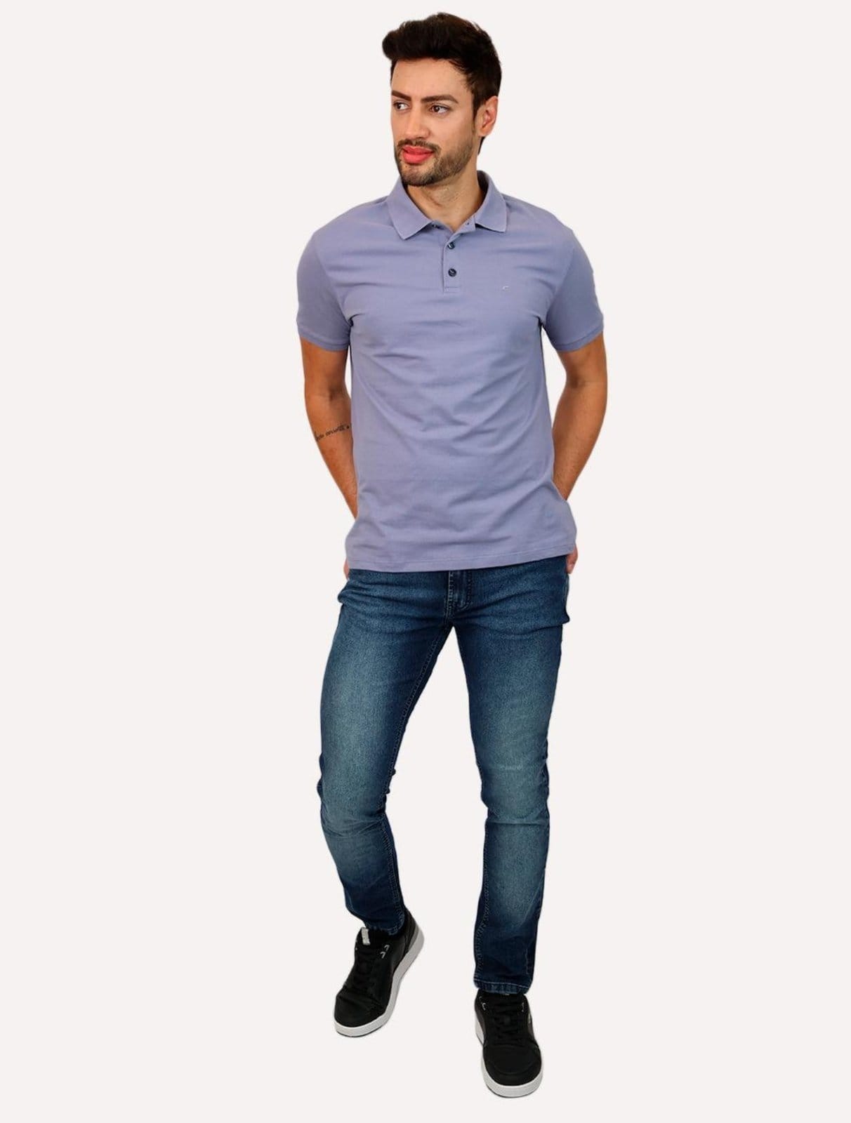 Polo Ellus Masculina Piquet Classic Easa Blue Vintage Azul