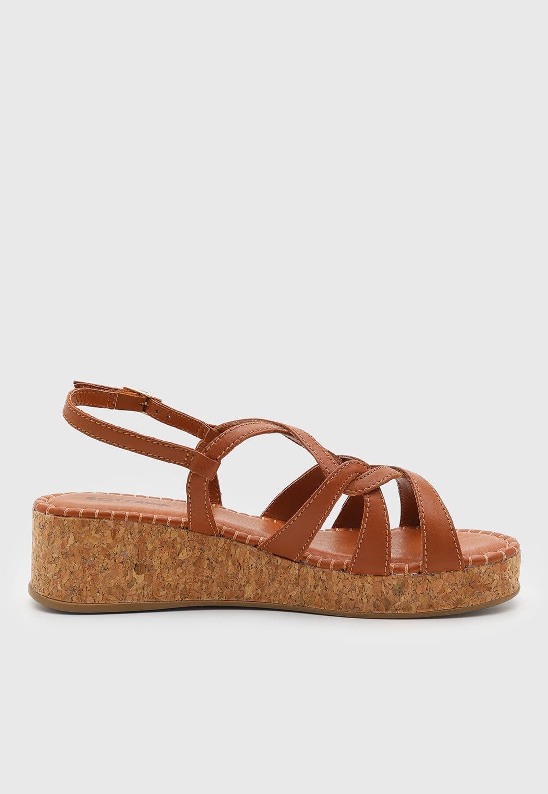 Vista 2 Sandália Feminina Bottero Anabela Tiras Bottero caramelo