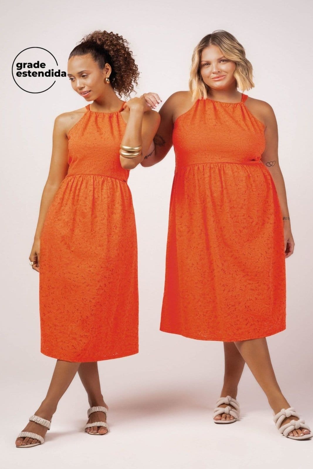 Vista principal Vestido Feminino Devorê Marialícia Marialícia laranja