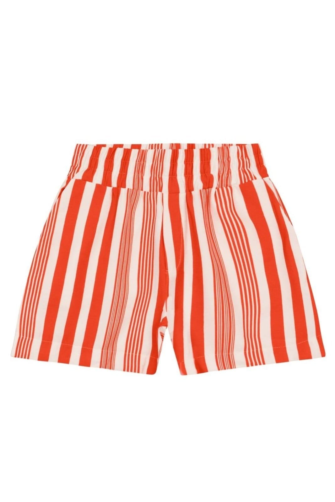 Vista 2 Shorts feminino alfaiataria listrado Essendi Essendi vermelho