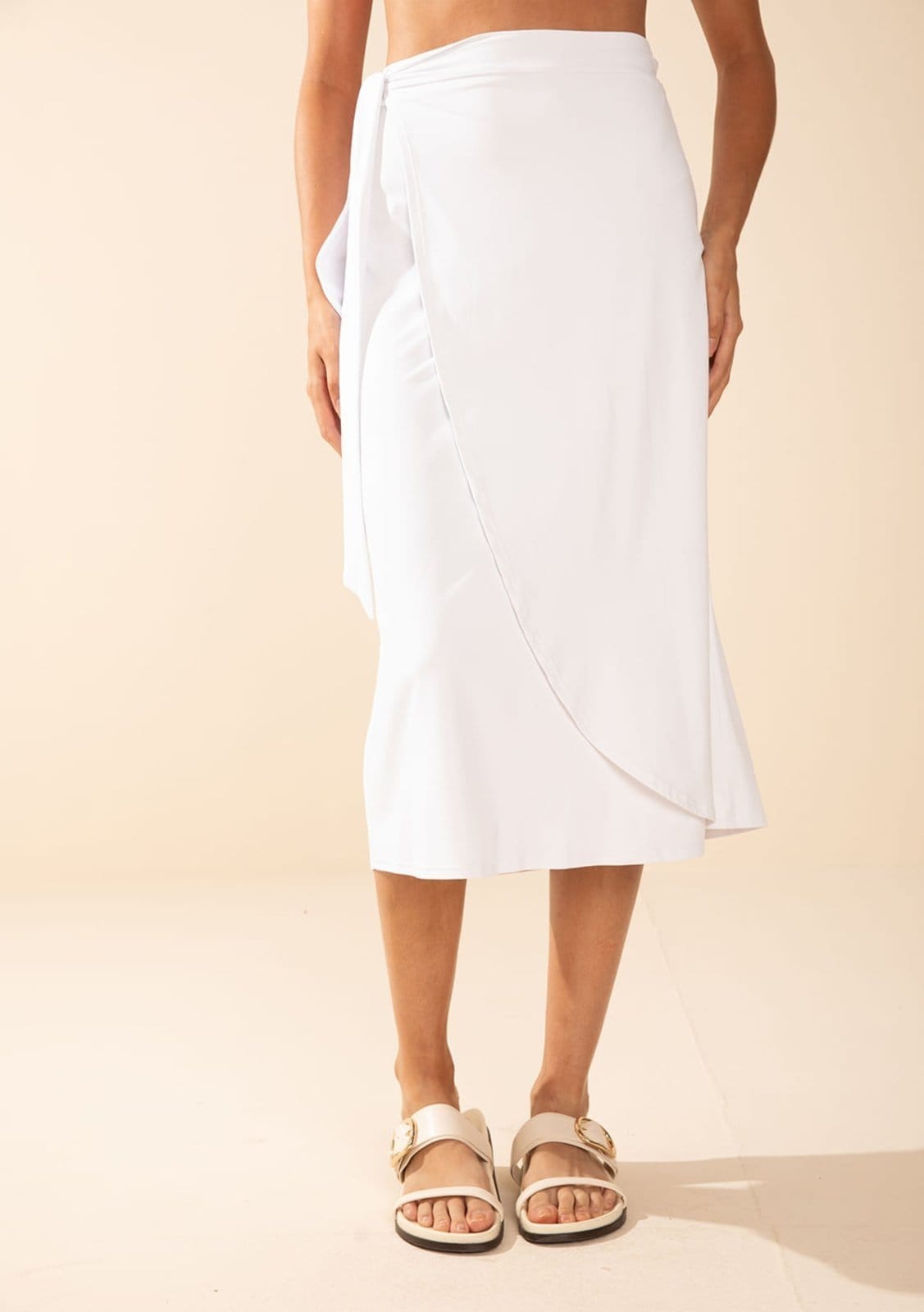 Vista 2 Saia Morena Rosa Evasê Média Midi Off Off-white Morena Rosa off-white rosa