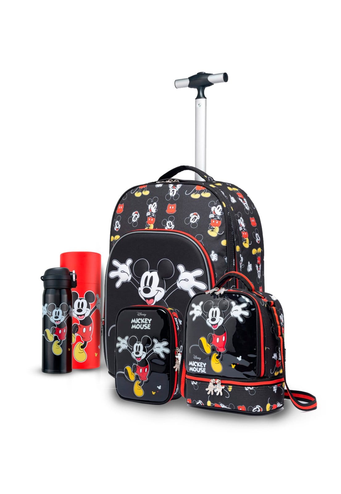 Infantil - Kit Mochila Rodinha Lancheira Estojo Garrafa Disney Escolar