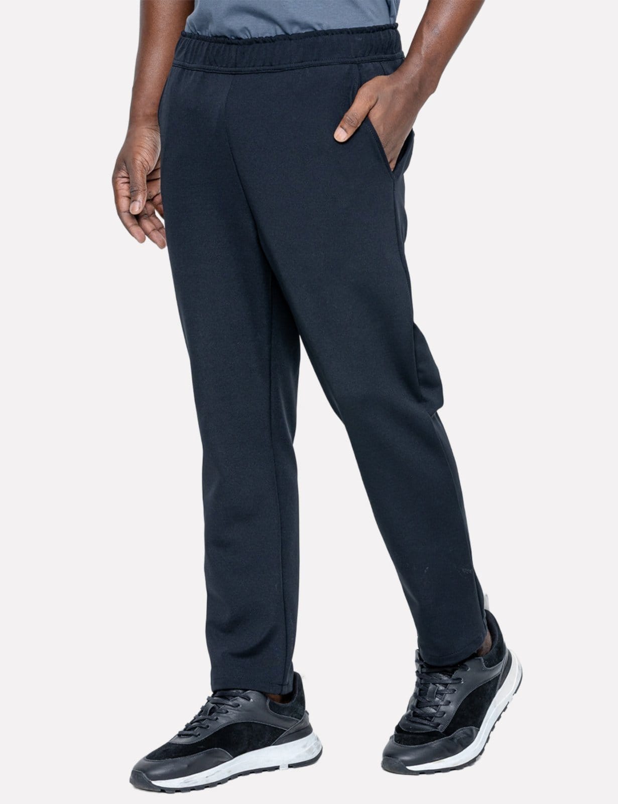 Vista 2 Calça K&J Black Masculina Regular Malha Cós Elástico Preta King E Joe preto black