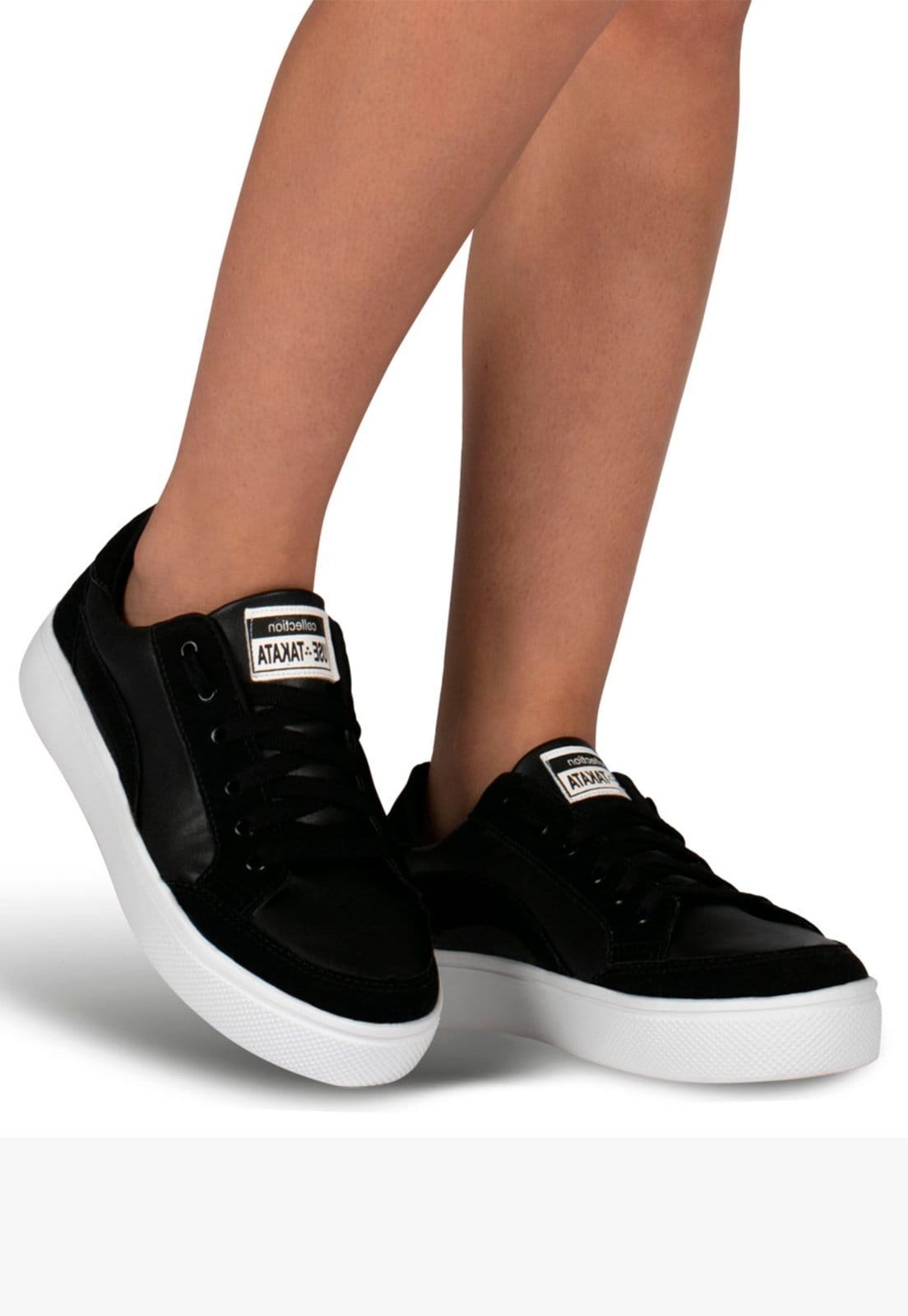 Vista 2 Tênis Feminino Casual Plataforma Com Cadarço Leve Macio Confortável TAKATA BY RAFAEL TAKATA preto