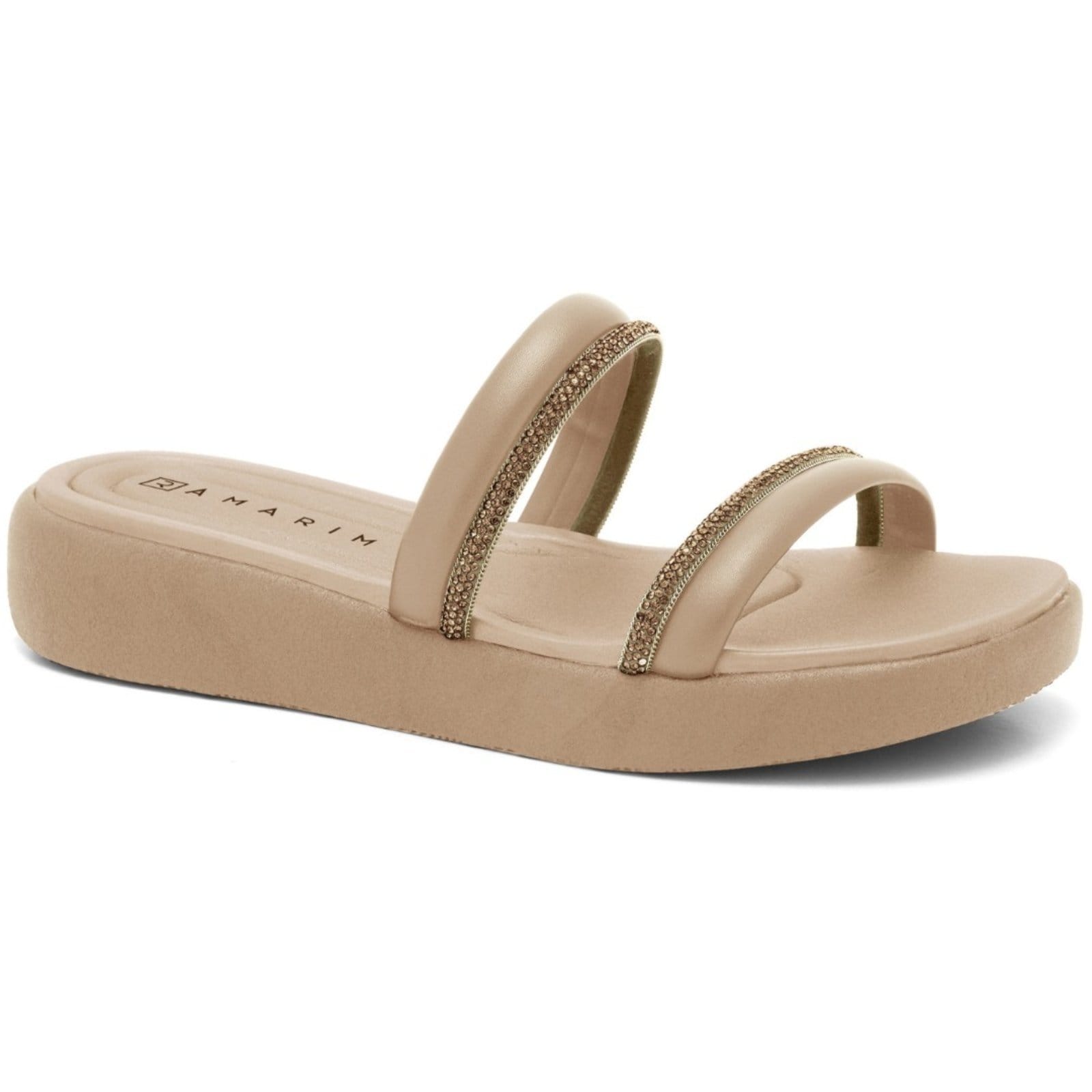 Tamanco Feminino Strass Caqui Ramarim 2424201-2