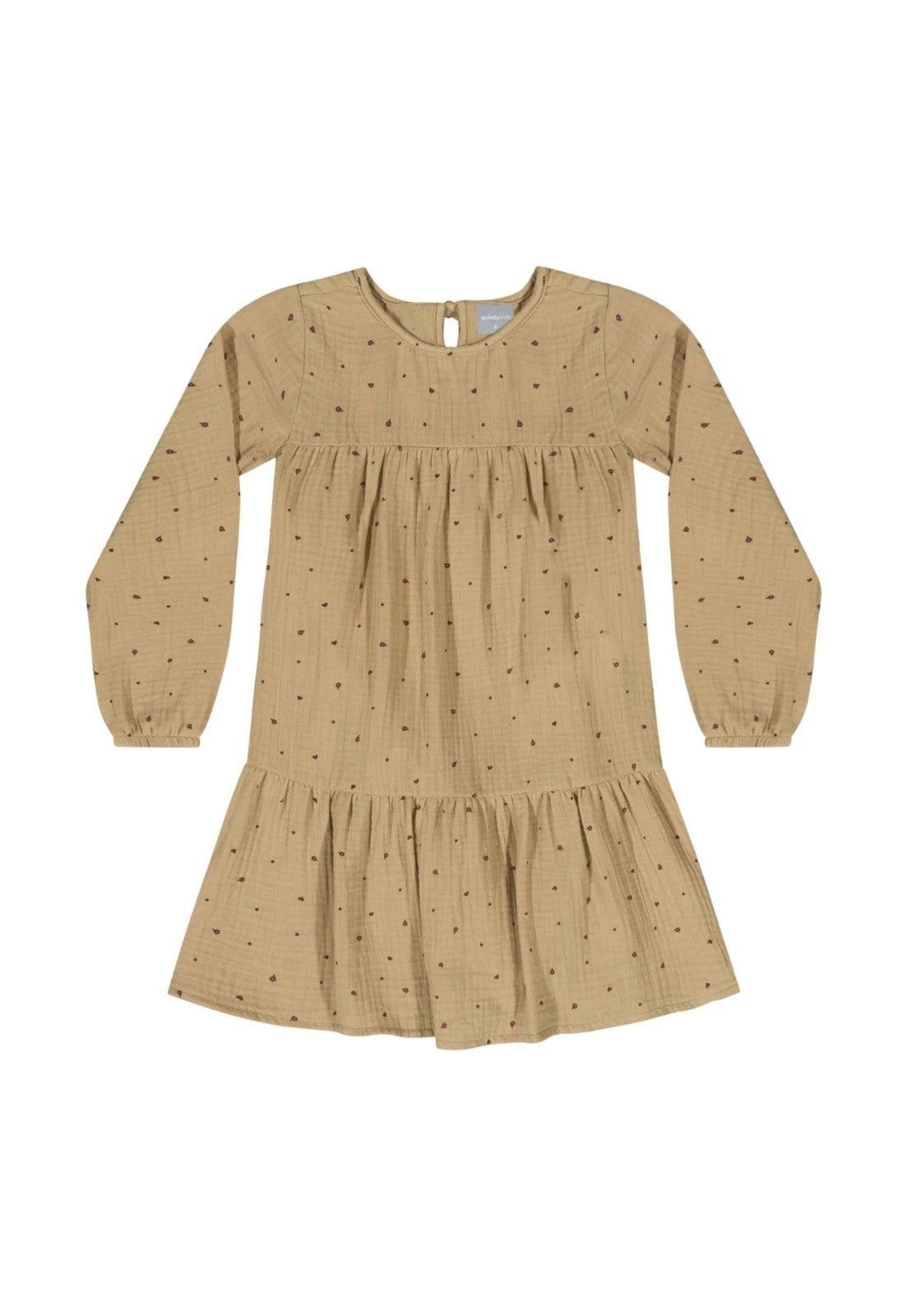 Vista 2 Infantil - Vestido Manga Longa em Algodão Quimby Quimby marrom