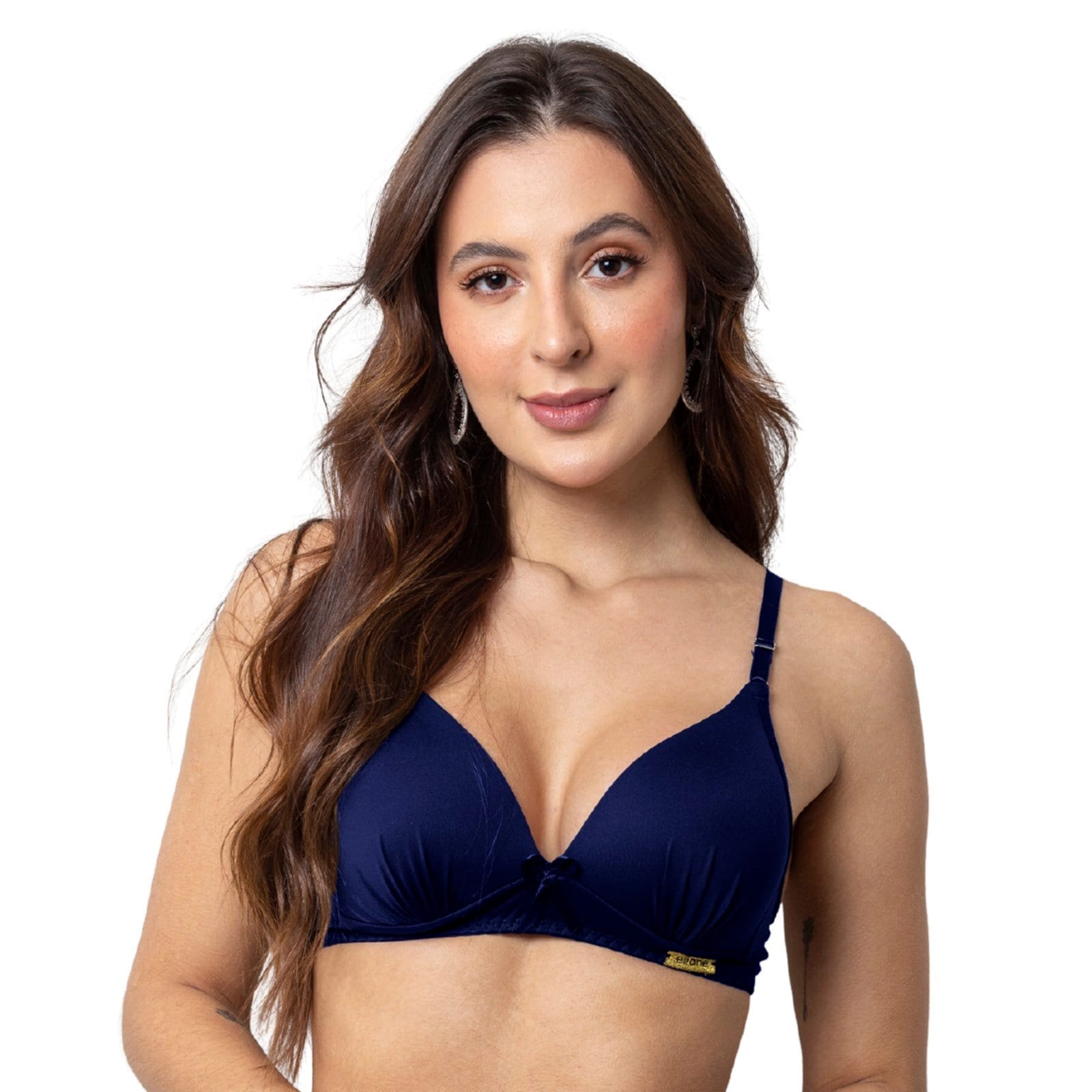 Sutiã Poliamida Gabi Lingerie Com Bojo Confort Básico Liso Reforçado Marinho