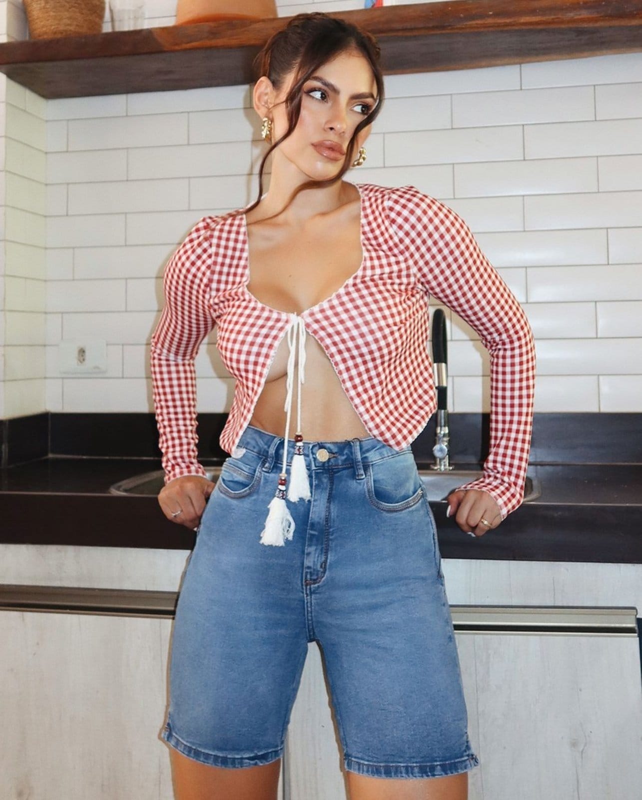 Bermuda Feminina Meia Coxa 24992 Sky Médio