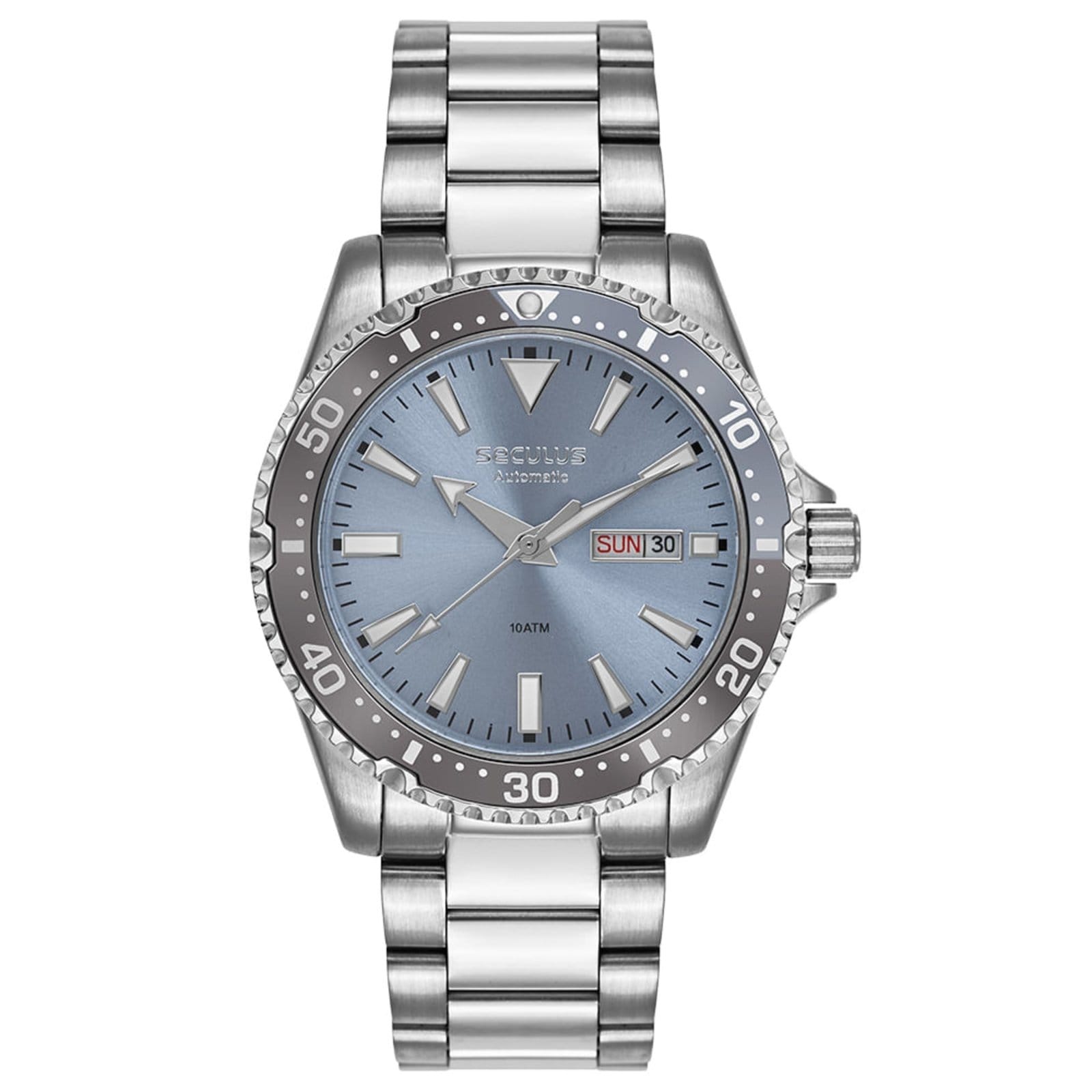 Relógio Masculino Automático Prata Mostrador Azul