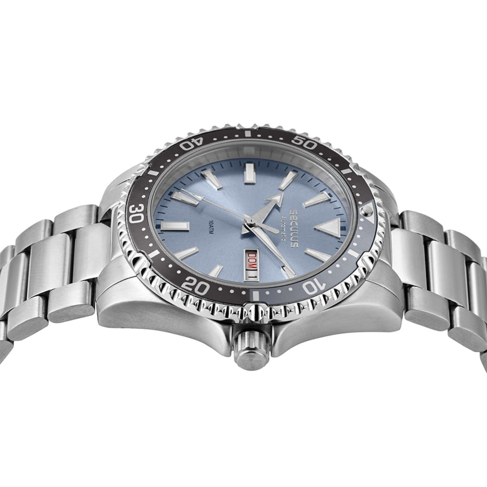 Vista 2 Relógio Masculino Automático Prata Mostrador Azul Seculus prata azul