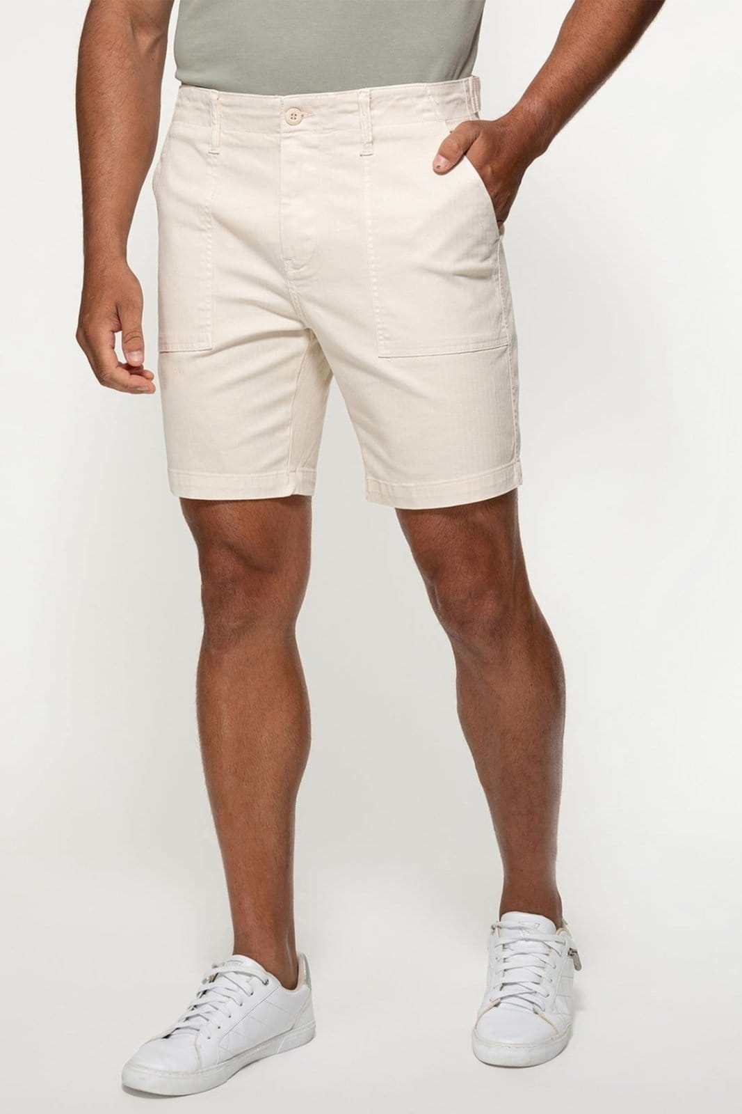 Bermuda Guess Sarja Espinha de Peixe Bege