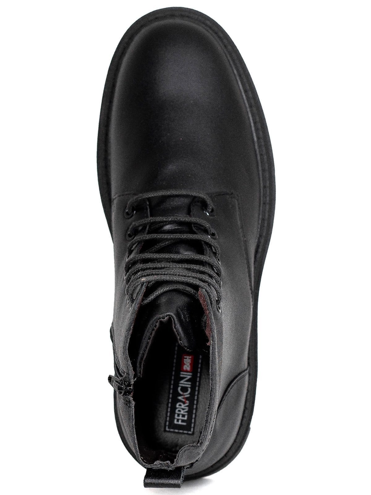 Vista 2 Bota Masculina Ferracini 24h Casual Aston Couro Cadarço Urbano Conforto Preto All Black FERRACINI preto black