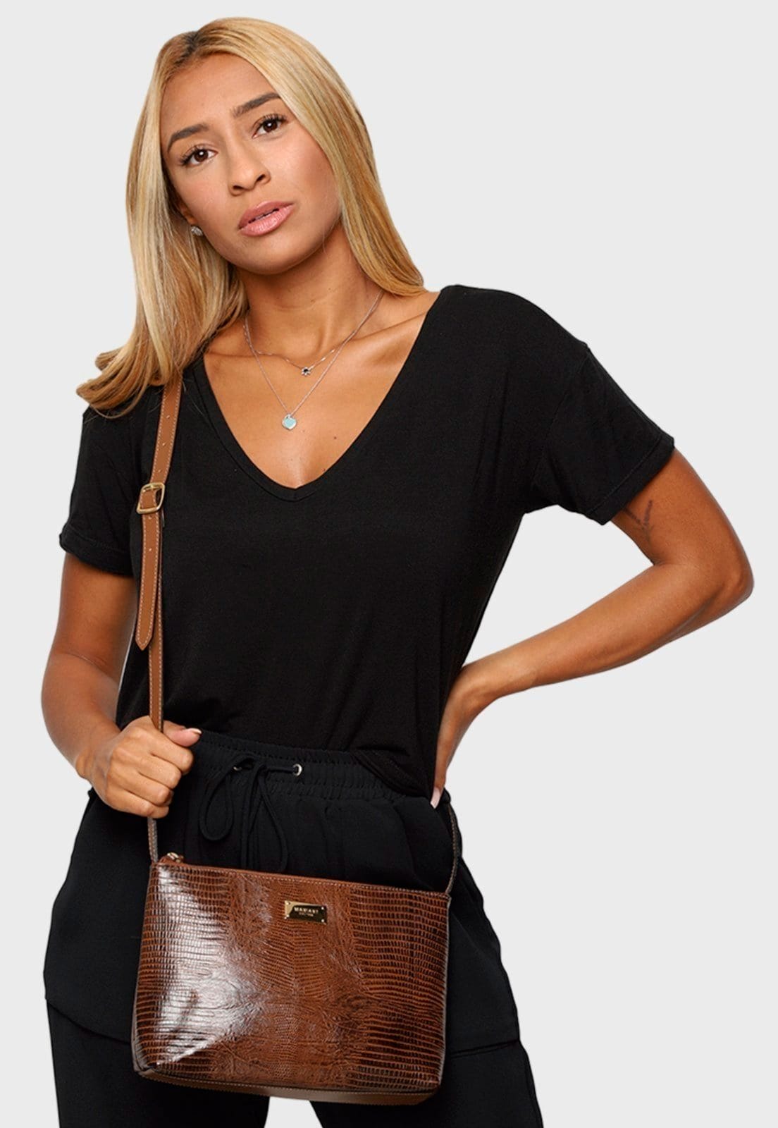 Bolsa Transversal Couro Mariart 2190MRT Havana