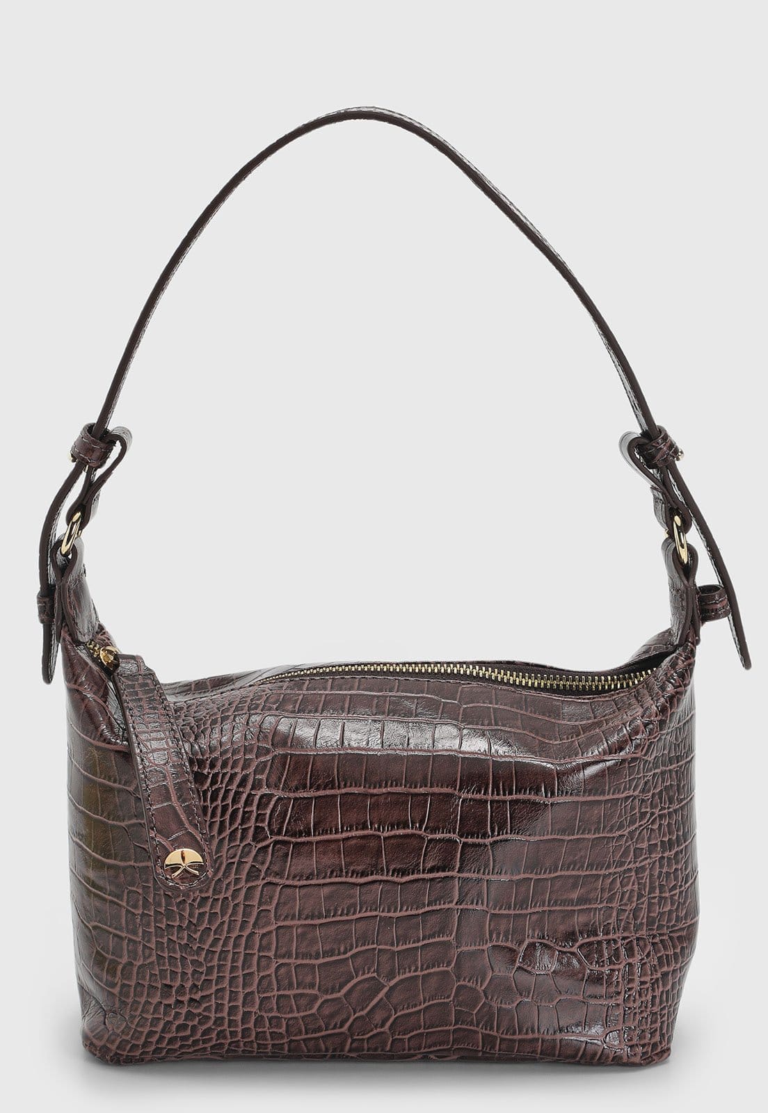 Bolsa Média Feminina Luiza Barcelos Croco Escura