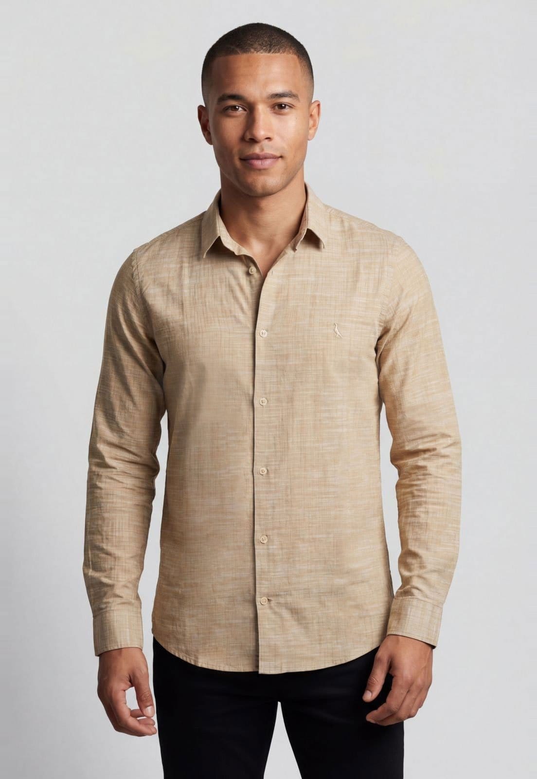 Vista principal Camisa Masculina Reserva Enxuto Reserva bege