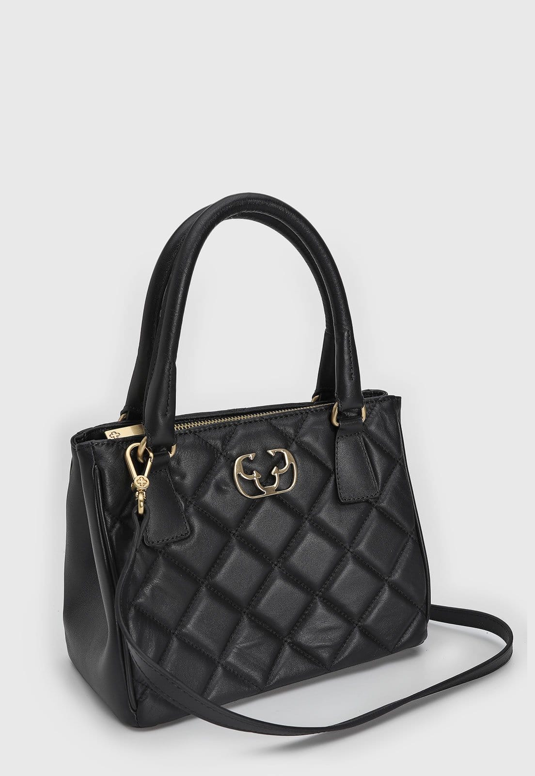 Vista 2 Bolsa Tiracolo Capodarte Alça Dupla Preta Capodarte preto