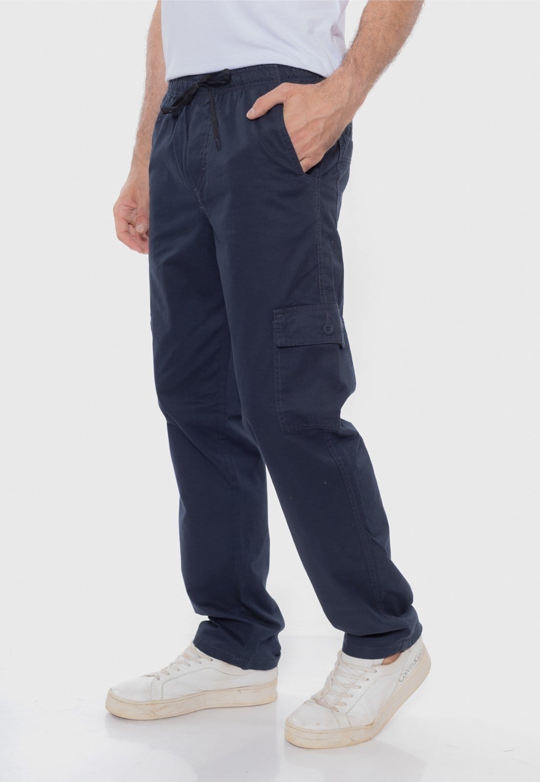 Vista principal Calça Cargo Sarja Masculina Conforto 7847 Macaw azul/azul marinho azul