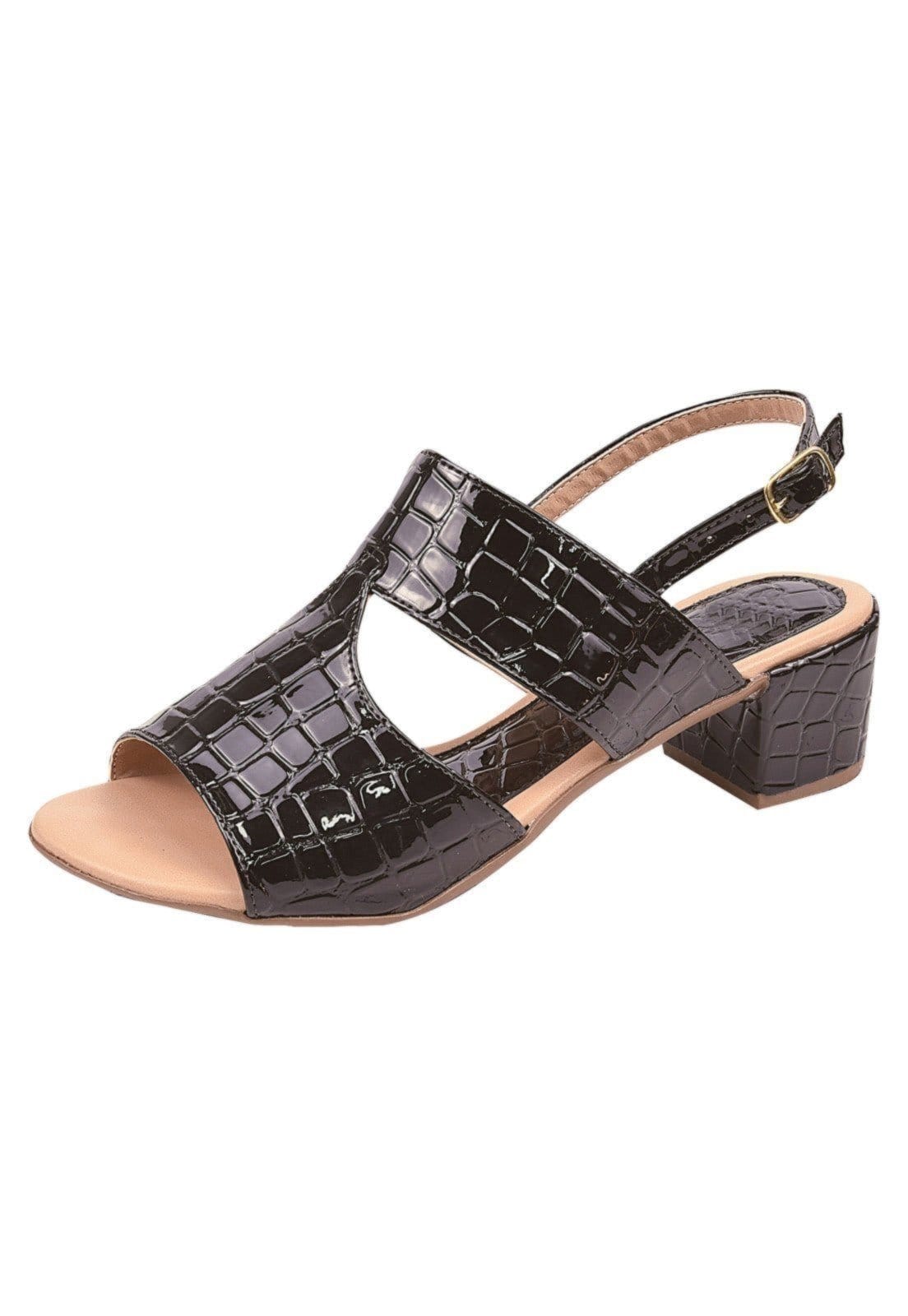 Sandália Donna Santa Verniz Croco Preta