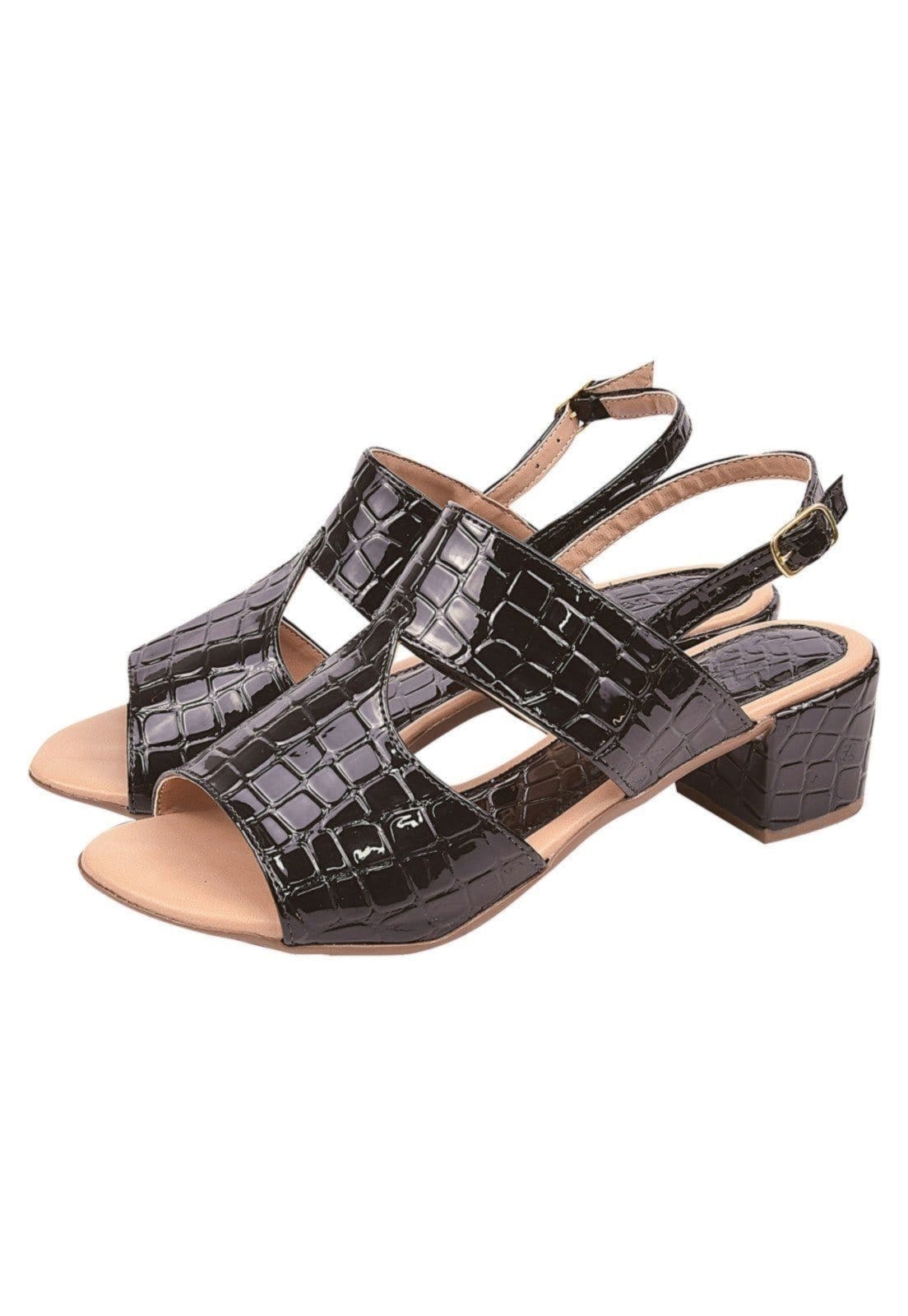 Vista 2 Sandália Donna Santa Verniz Croco Preta Donna Santa preto