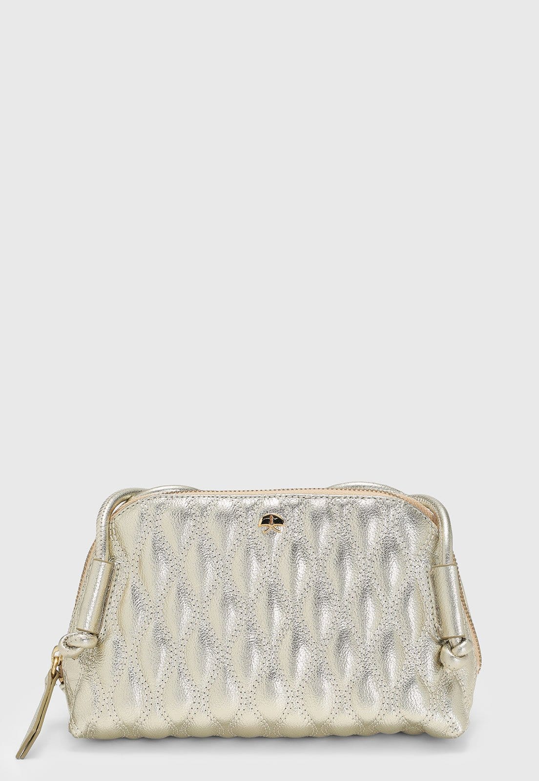 Bolsa Média Feminina Luiza Barcelos Alça Nó Metalizada Dourada