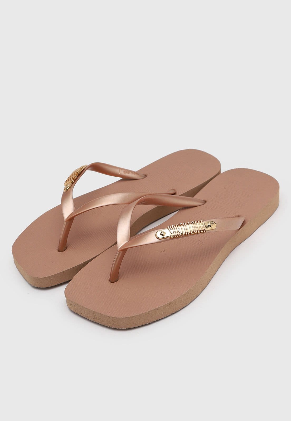 Vista 2 Chinelo Feminino Santa Lolla Detalhe Metalizado Santa Lolla rosê